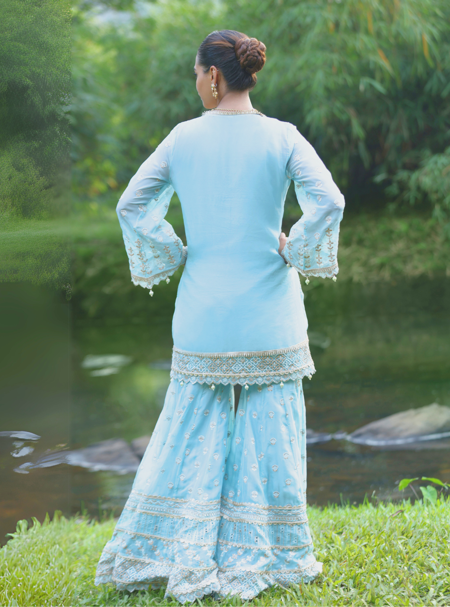 Kahani Organza Blue Kurta Set