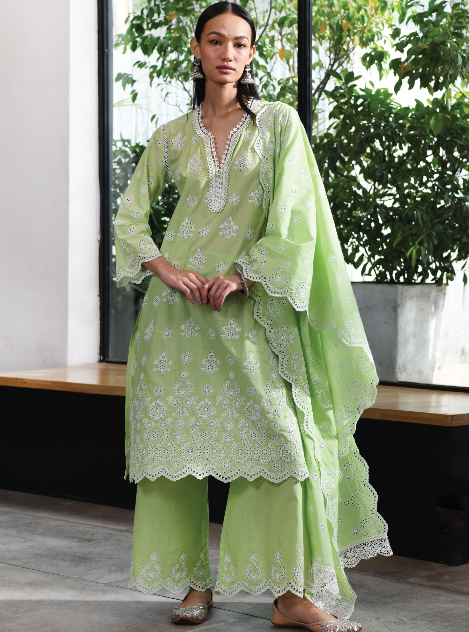 Ripon Supima Cotton Green Kurta Set