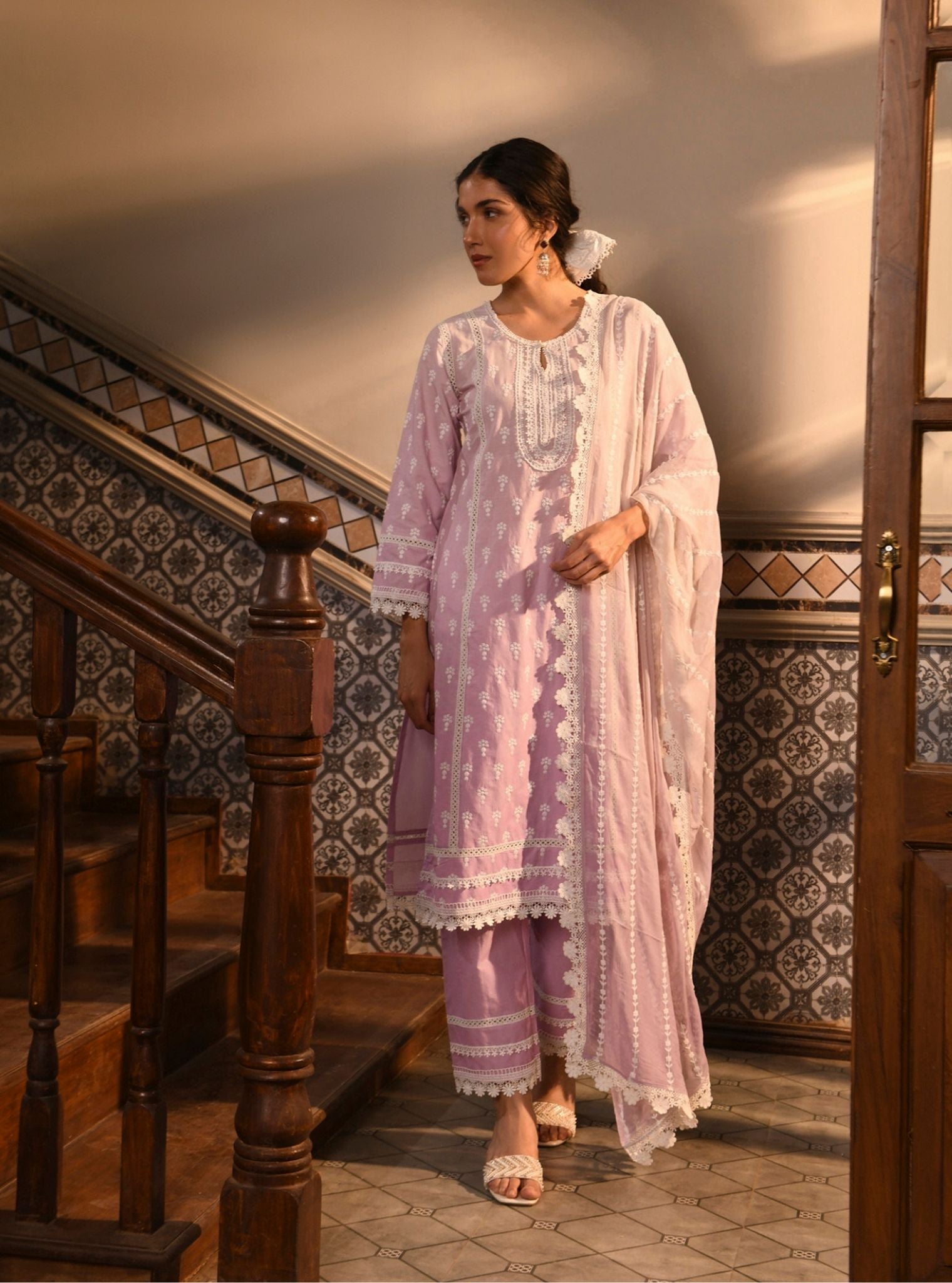 Yami Supima Cotton Lilac Kurta Set