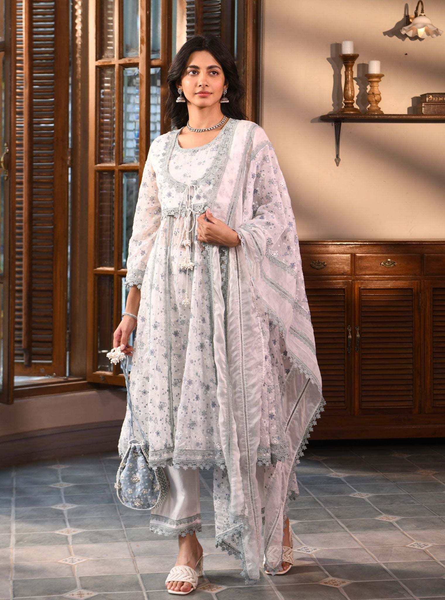 Elena Organza White Kurta Set