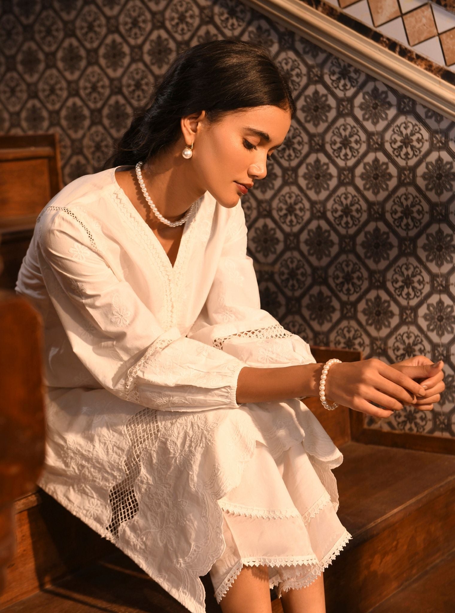 Giti Supima Cotton White Kurta Set