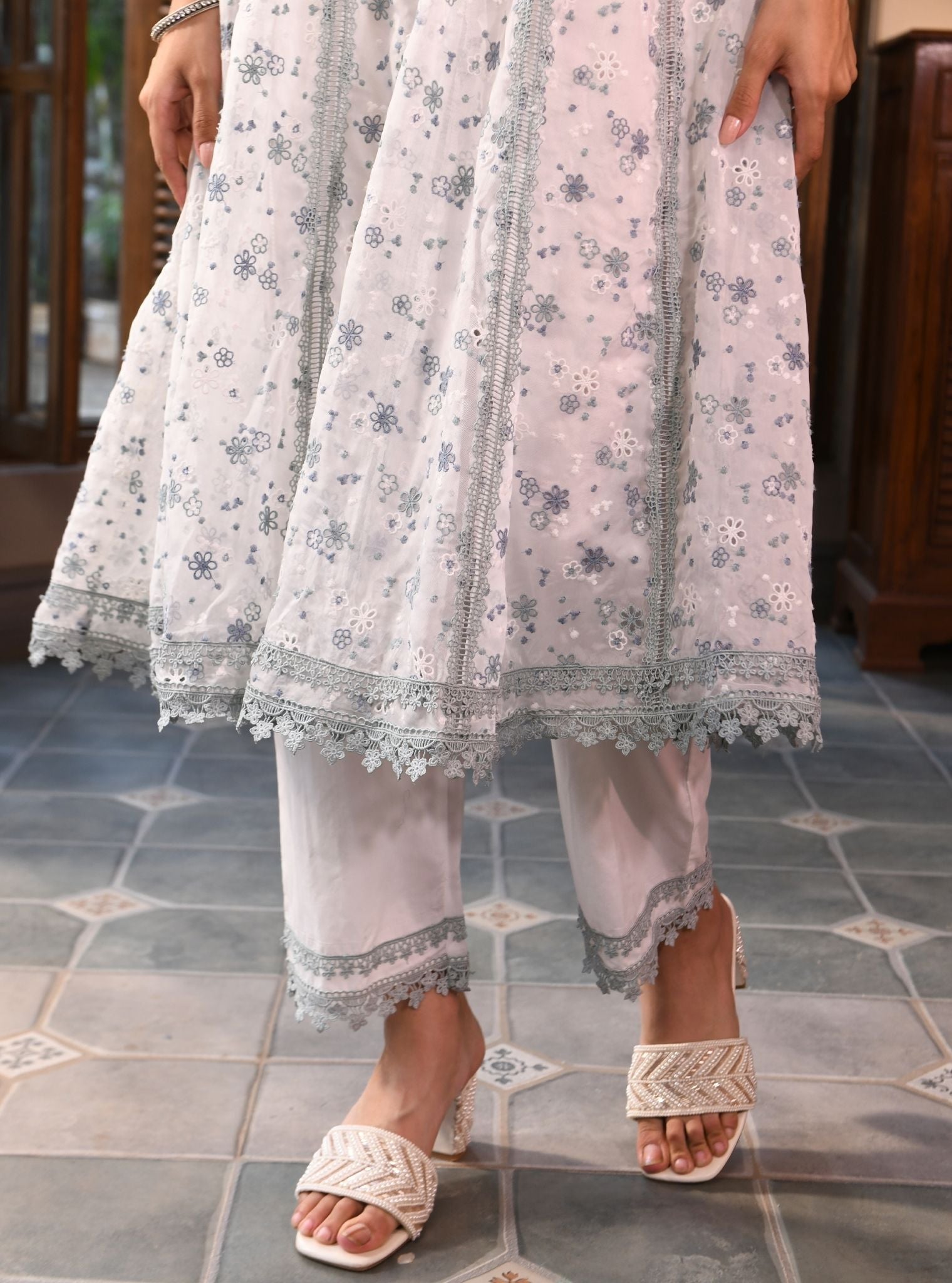 Elena Organza White Kurta Set