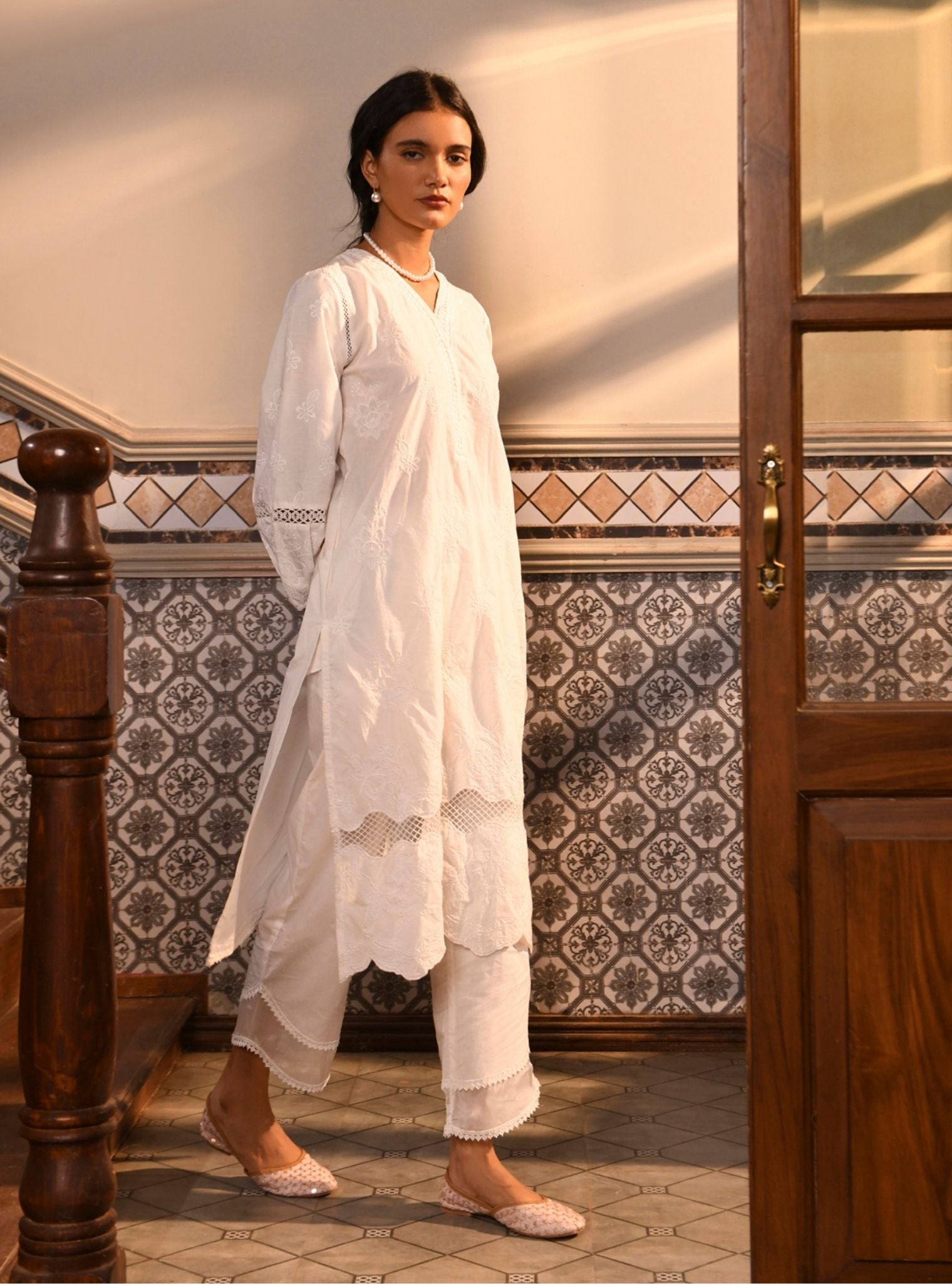 Giti Supima Cotton White Kurta Set