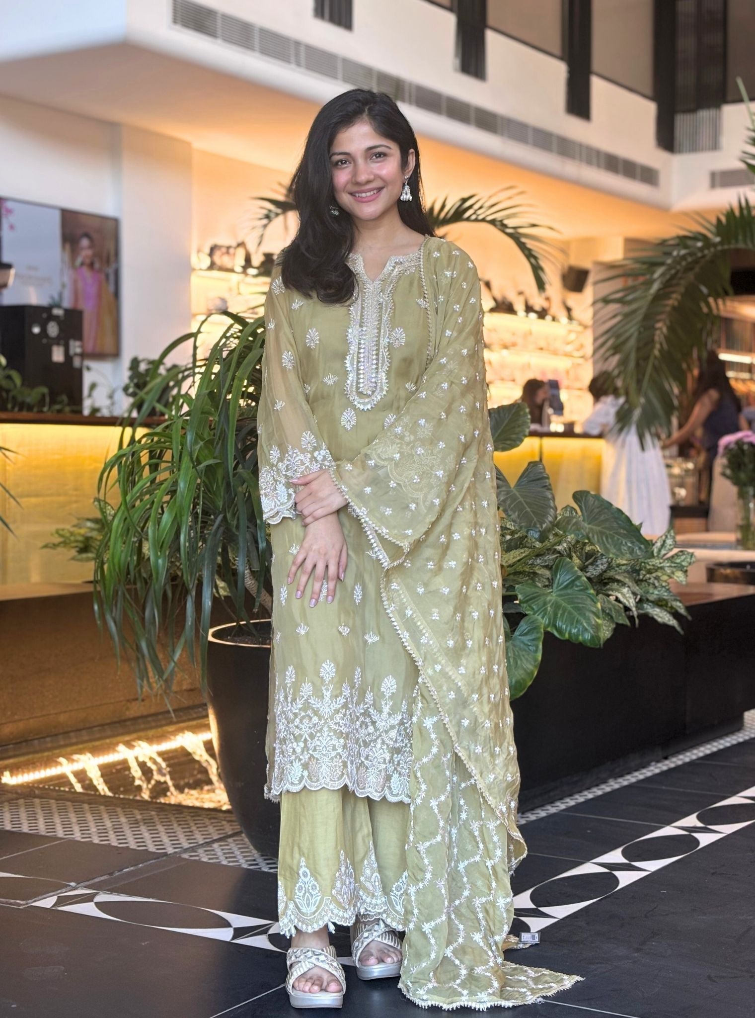 Surana Organza Green Kurta with Ahar Green Pant Set