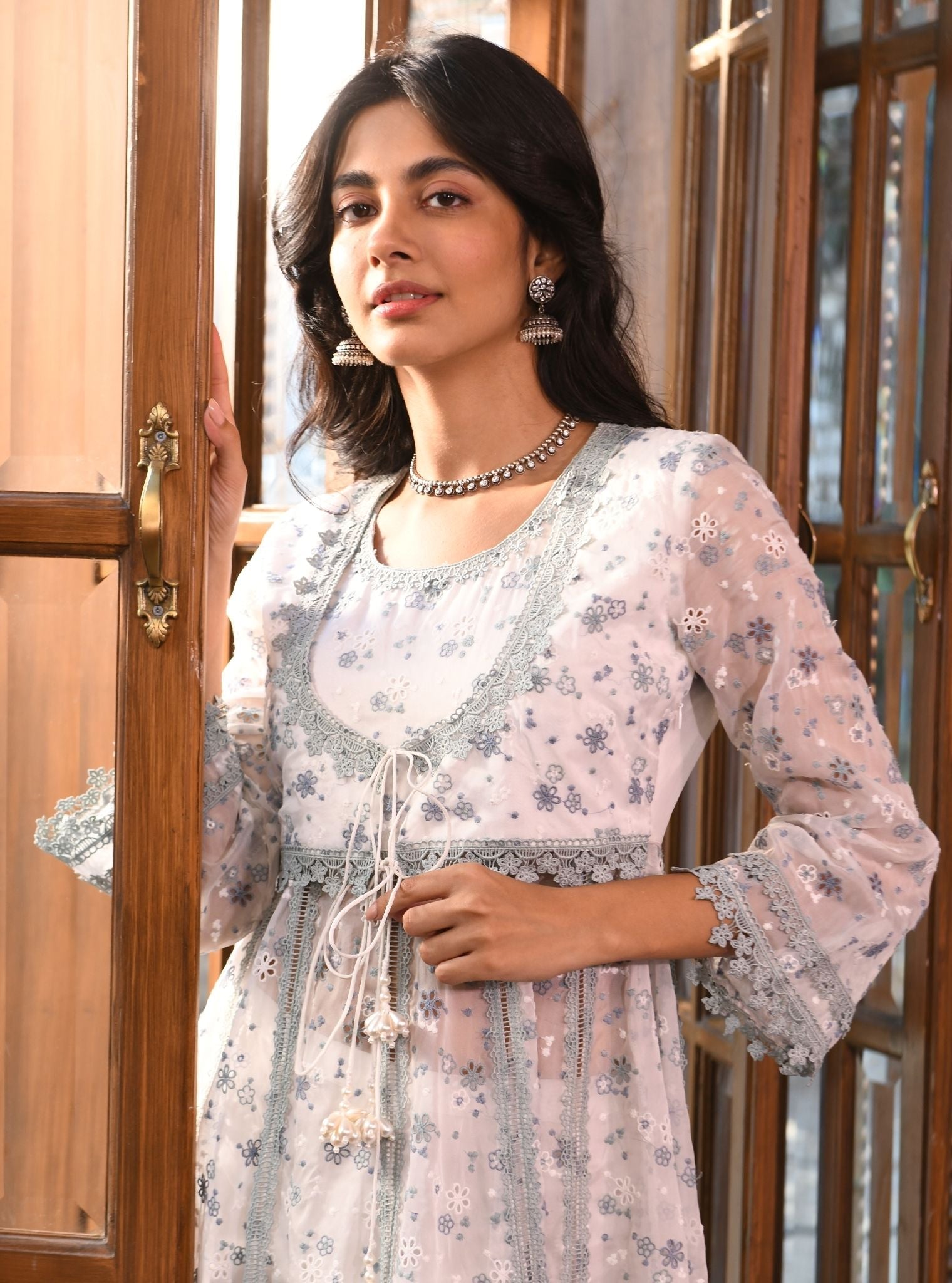 Elena Organza White Kurta Set