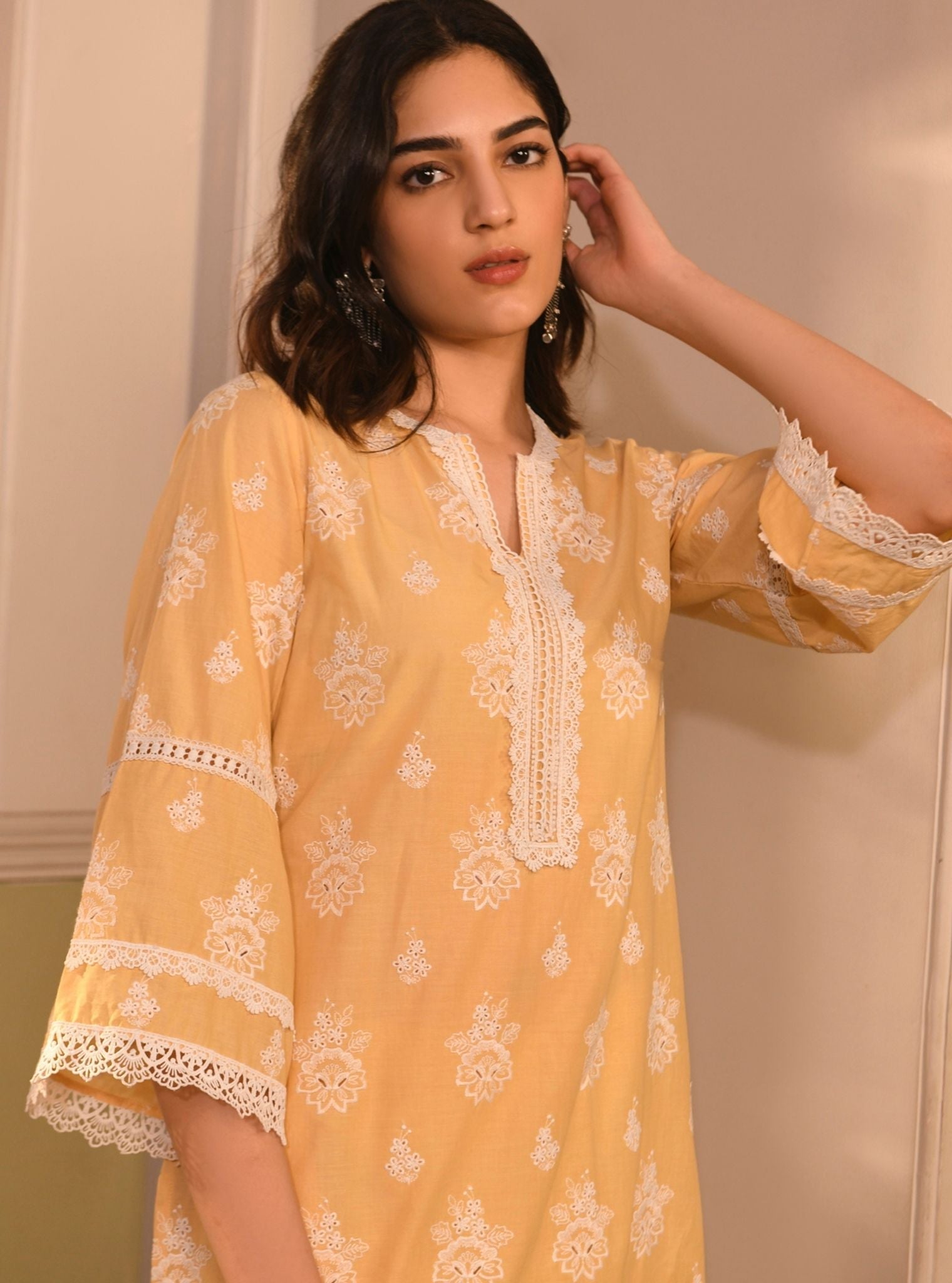 Genia Supima Cotton Yellow Kurta Set