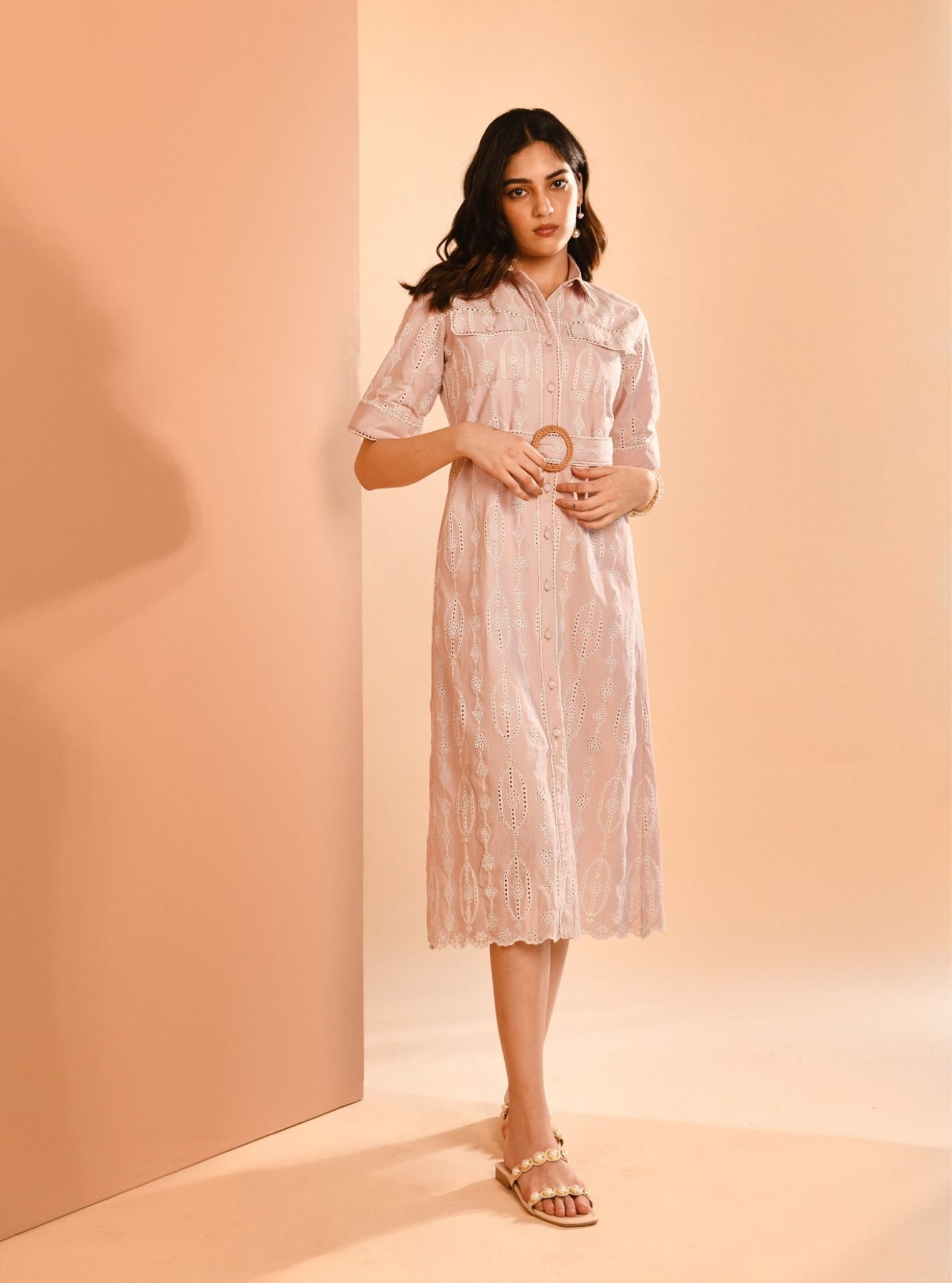 Rosaria Supima Cotton Dusty Pink Long Dress