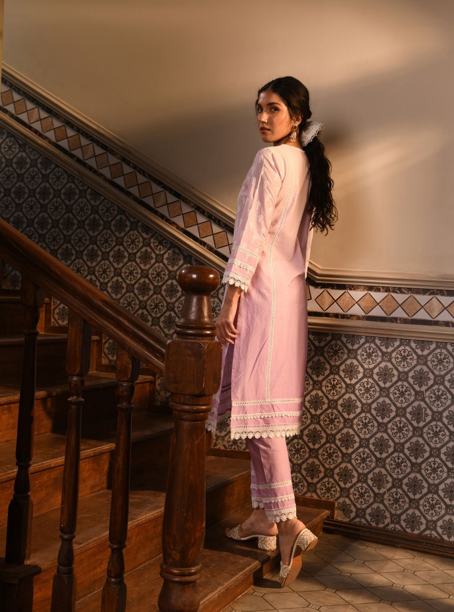 Yami Supima Cotton Lilac Kurta Set