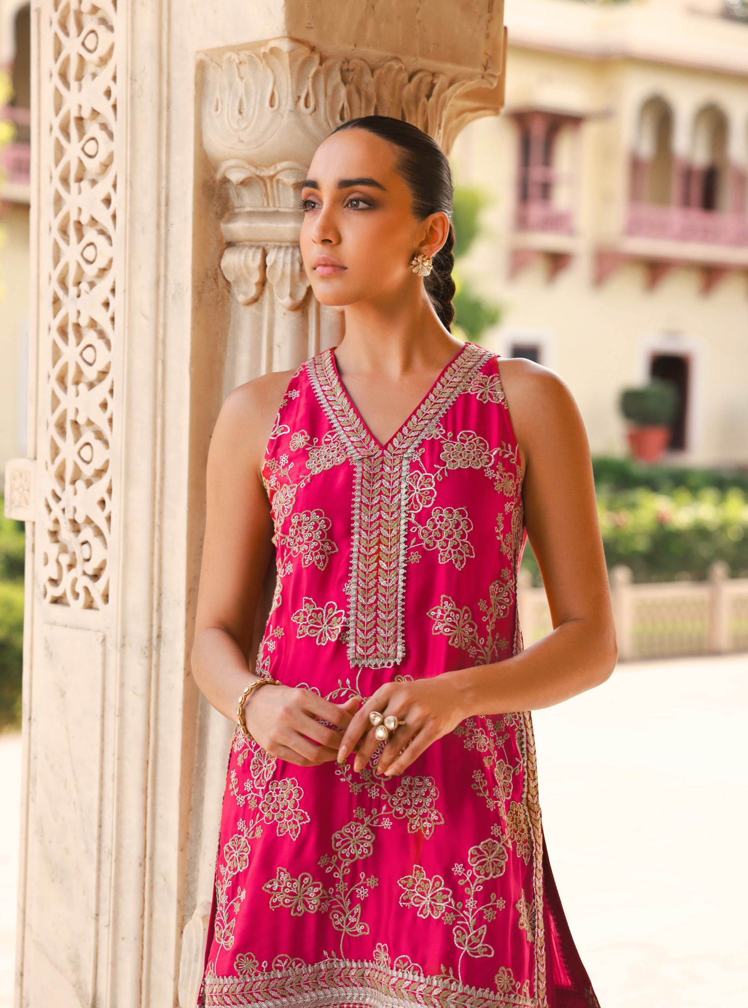 Jivara Bemberg Satin Fuschia Kurta Set