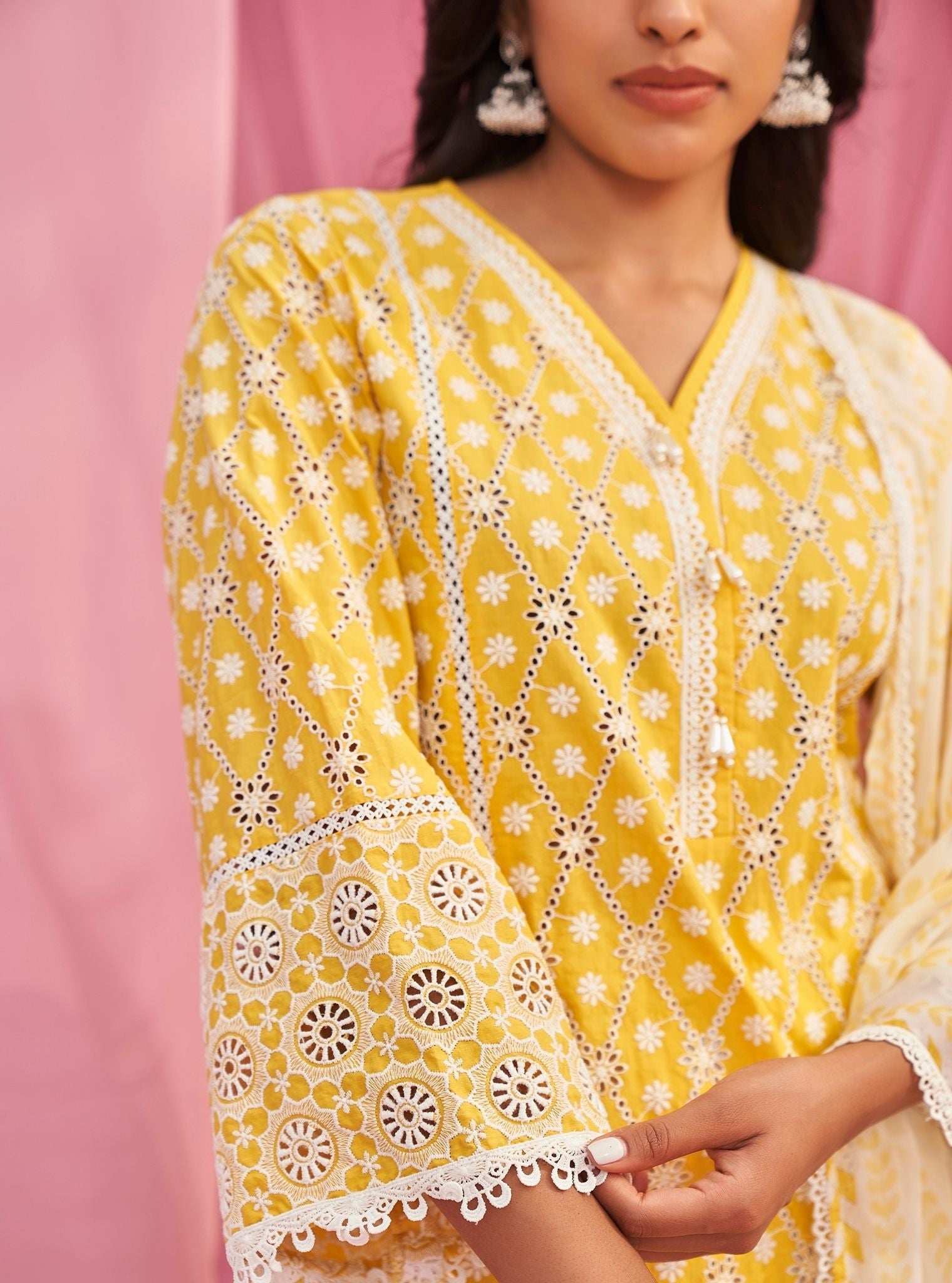 Asti Supima Cotton Yellow Kurta Set