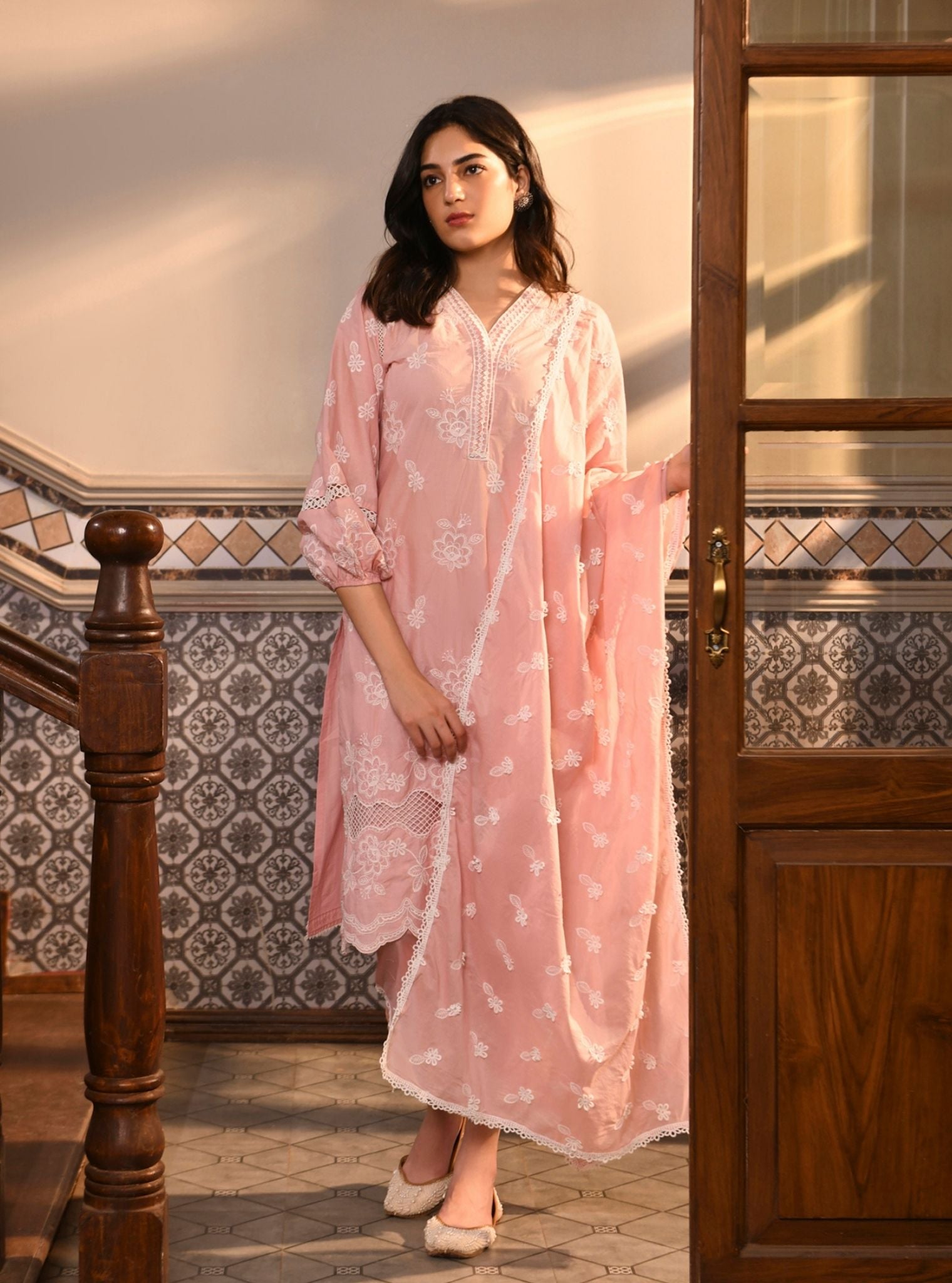 Giti Supima Cotton Light Pink Kurta Set