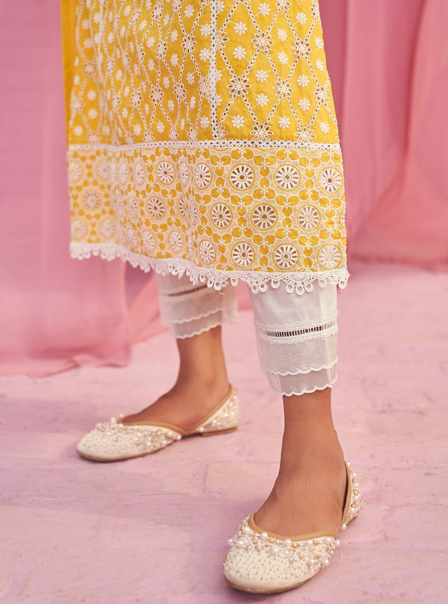 Asti Supima Cotton Yellow Kurta Set