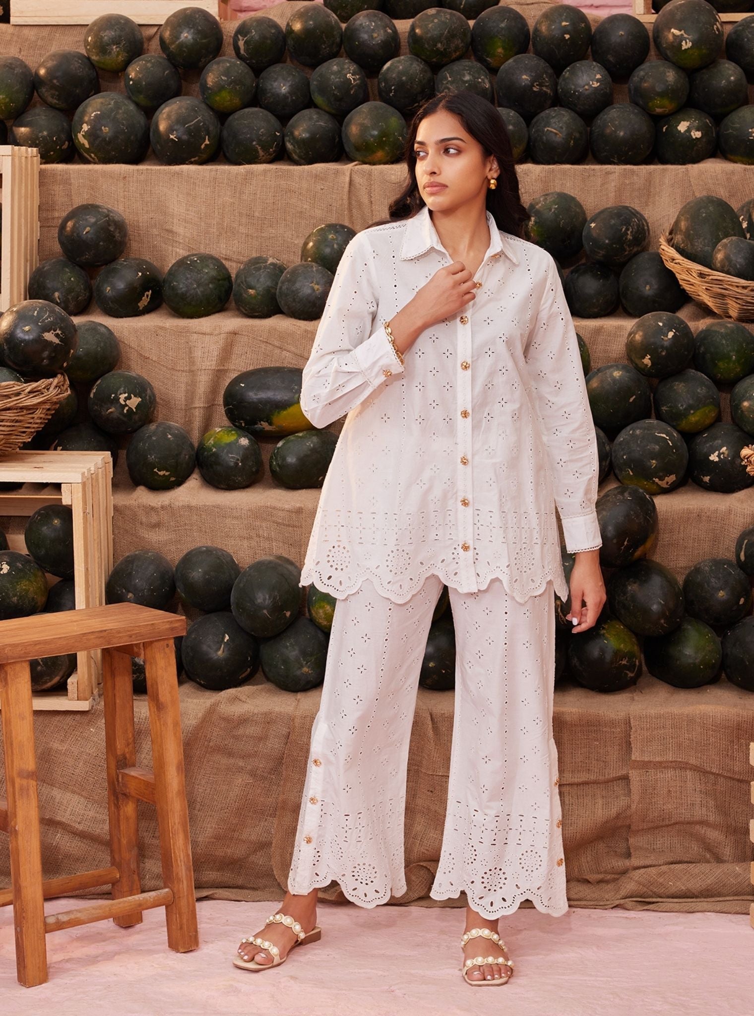 Inaya Supima Cotton White Co-ord Set