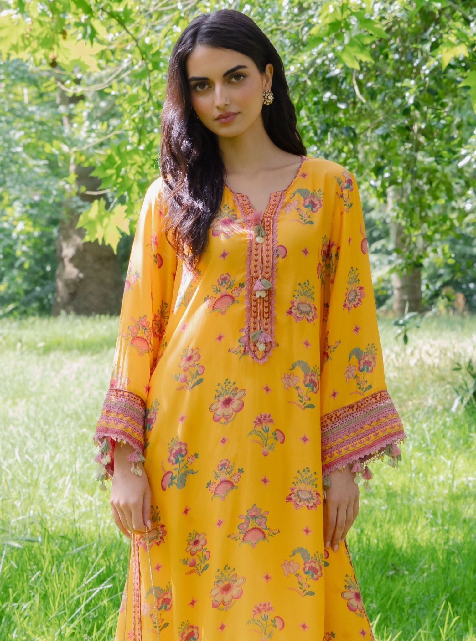 Sehar Lawn Printed Mustard Kurta Set