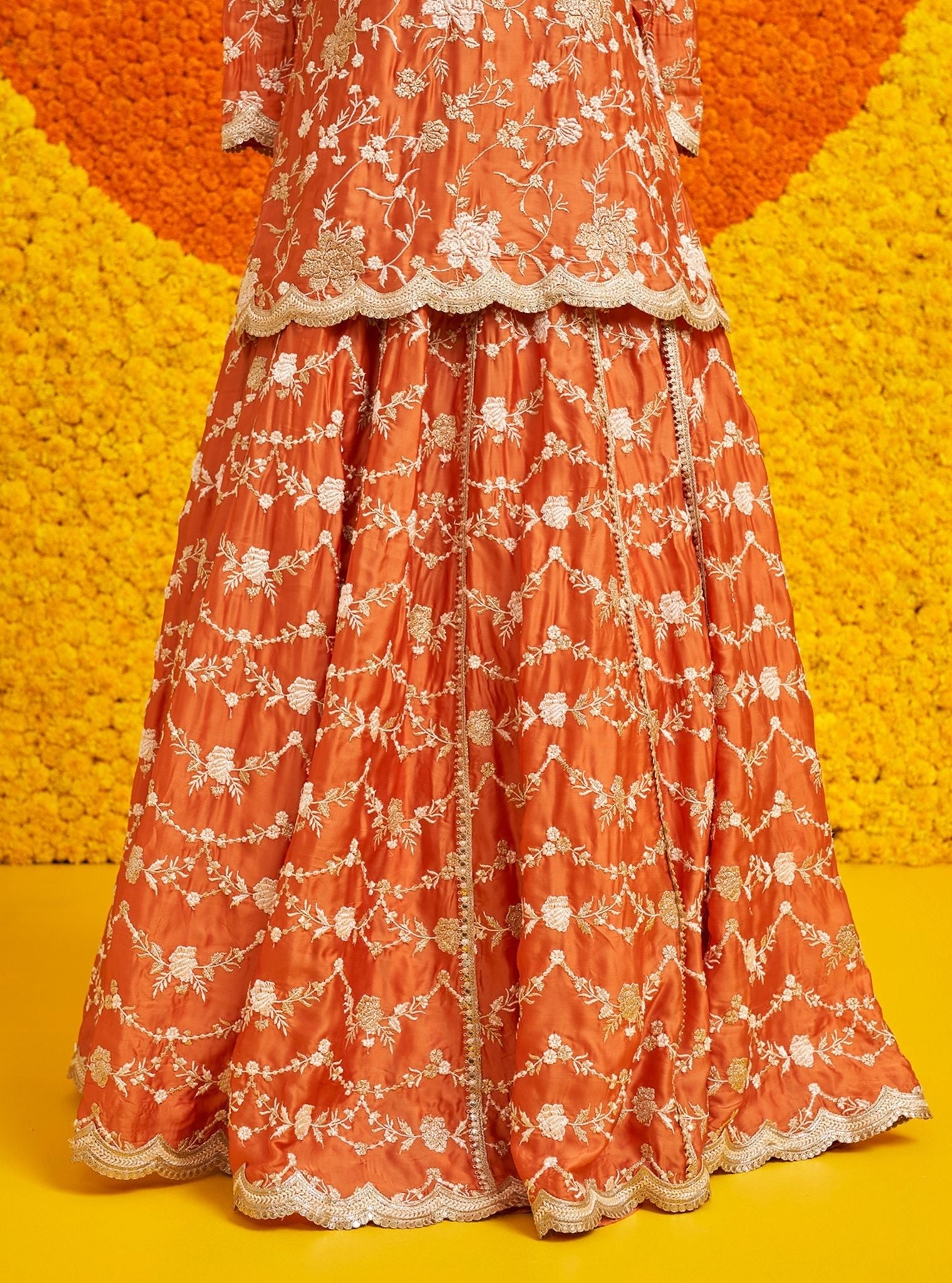 Fitoor Organza Satin Burnt Orange Kurta Set