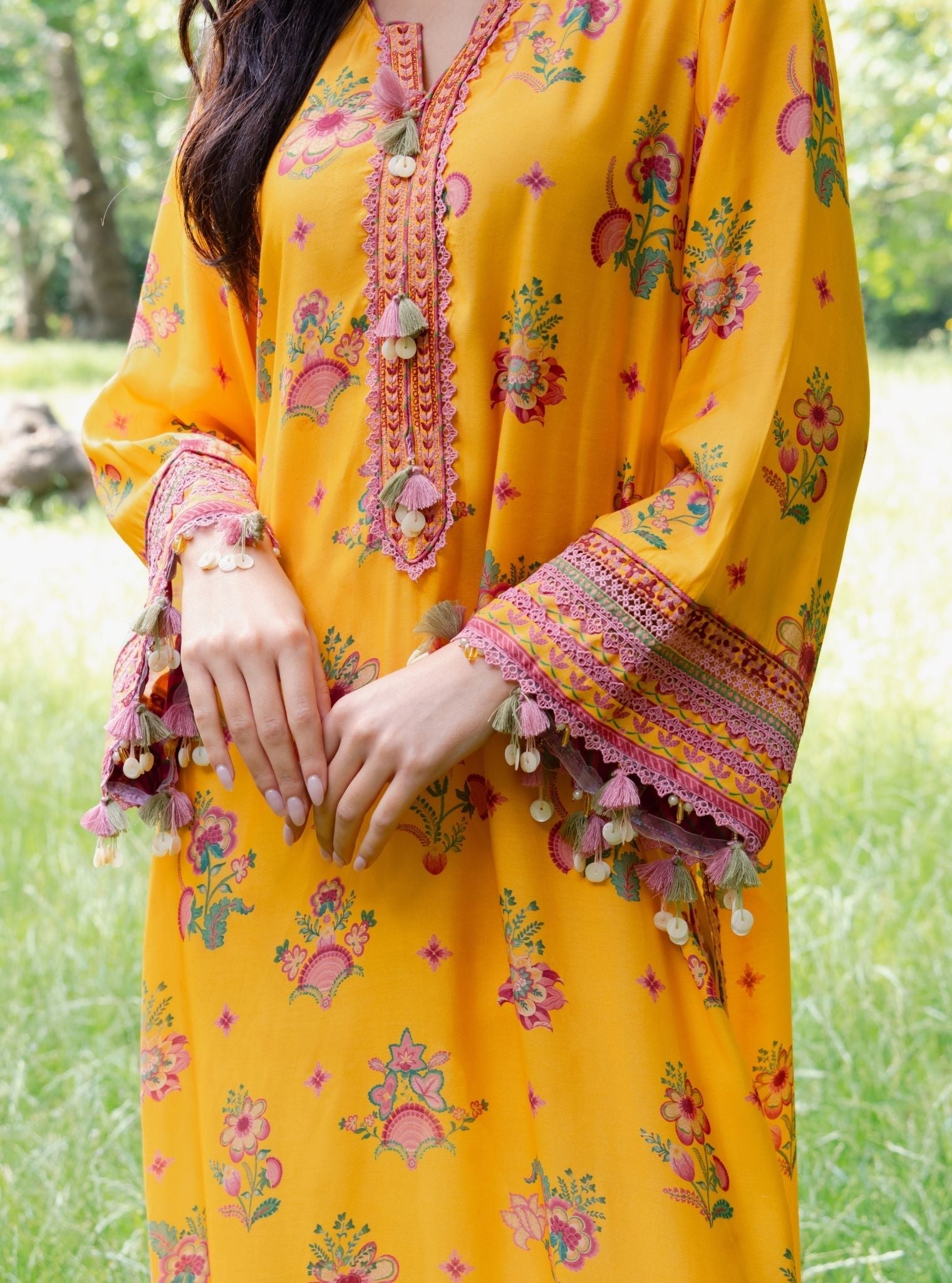 Sehar Lawn Printed Mustard Kurta Set