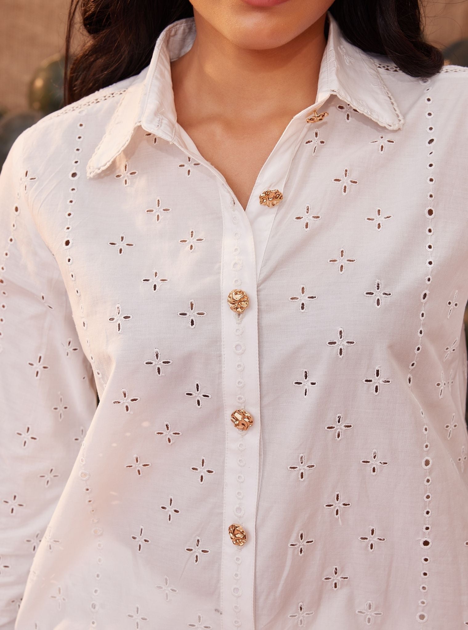 Inaya Supima Cotton White Co-ord Set