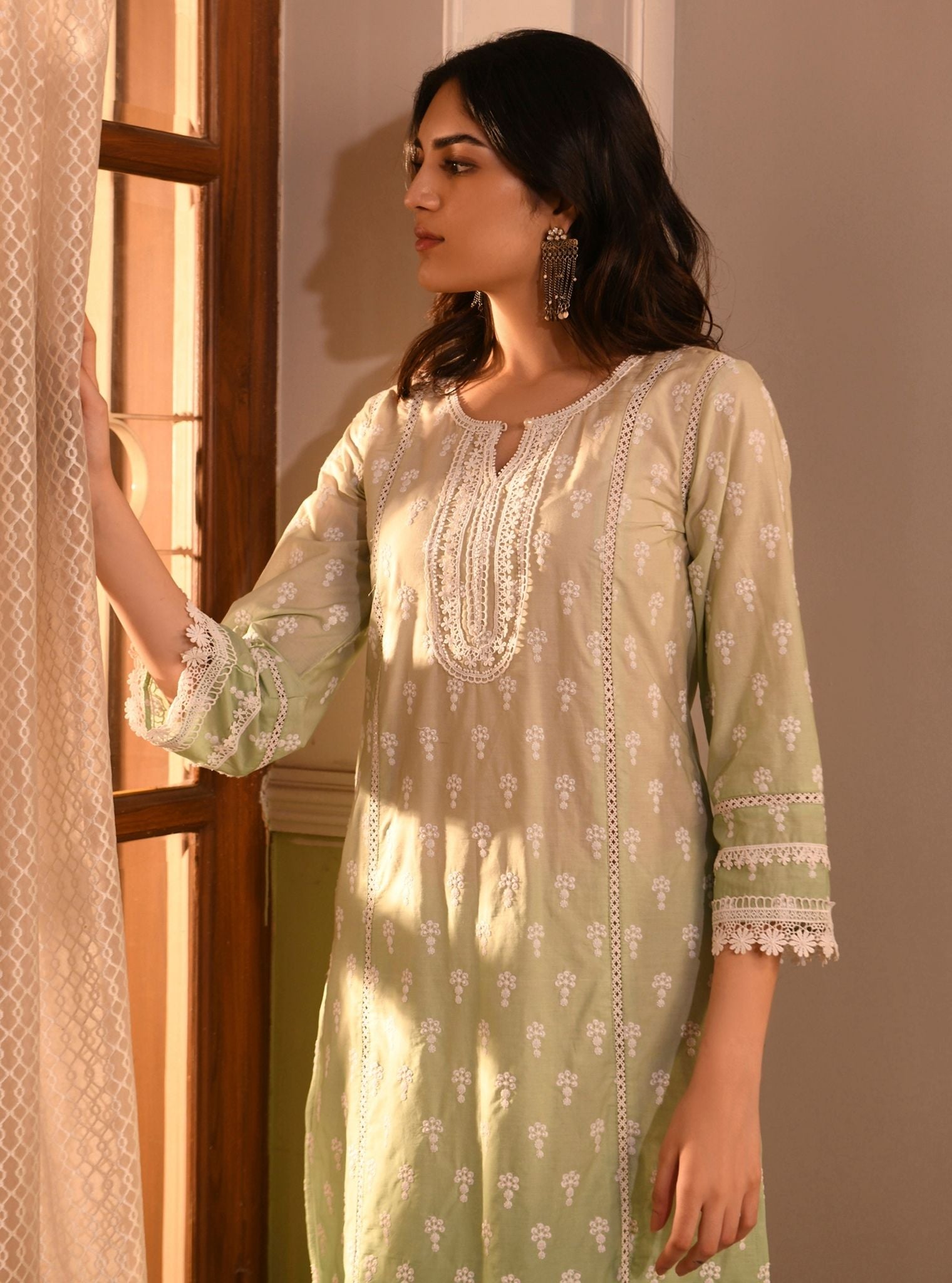 Yami Supima Cotton Green Kurta Set
