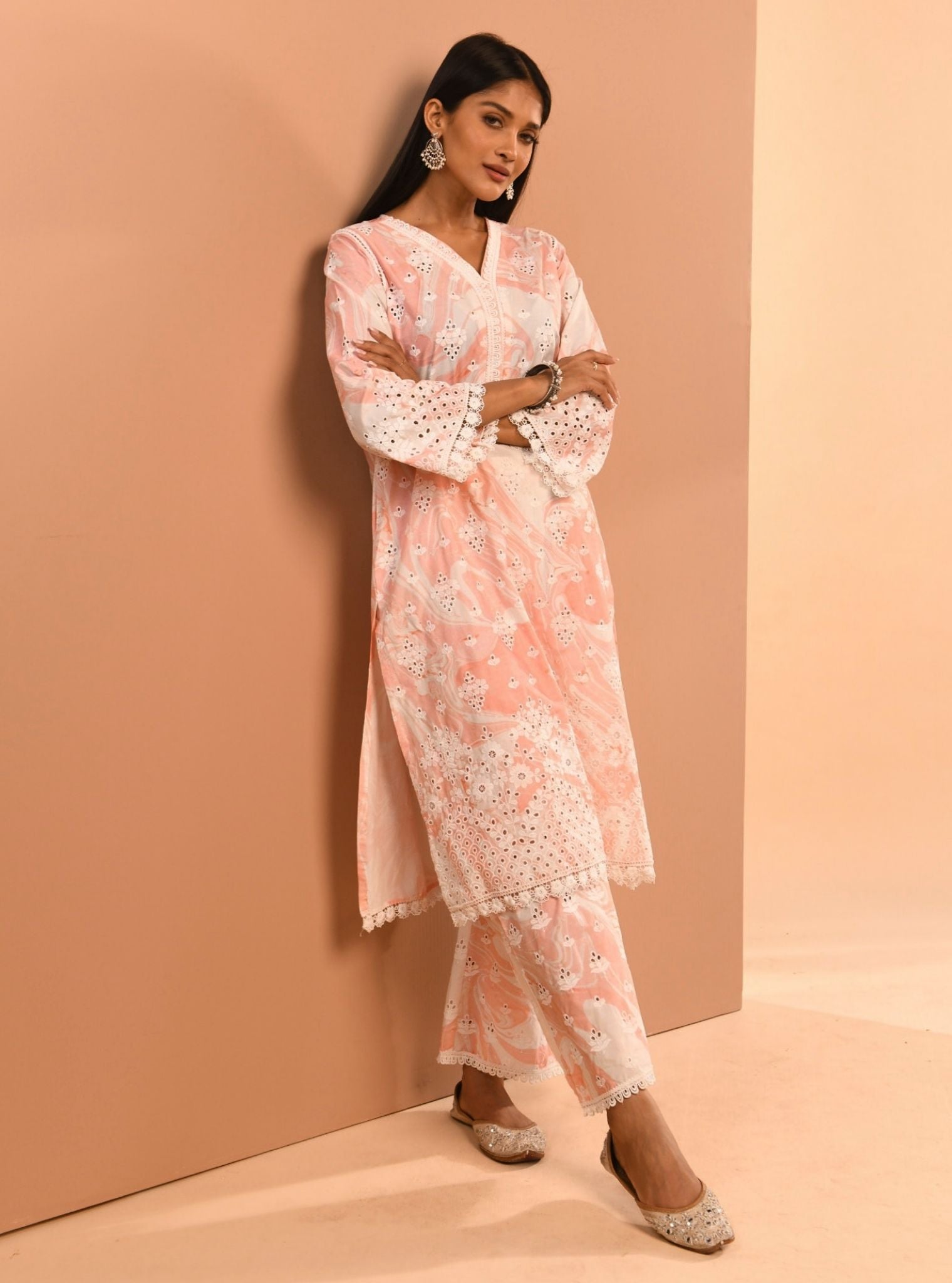 Opal Marble Supima Cotton Pink Kurta Set