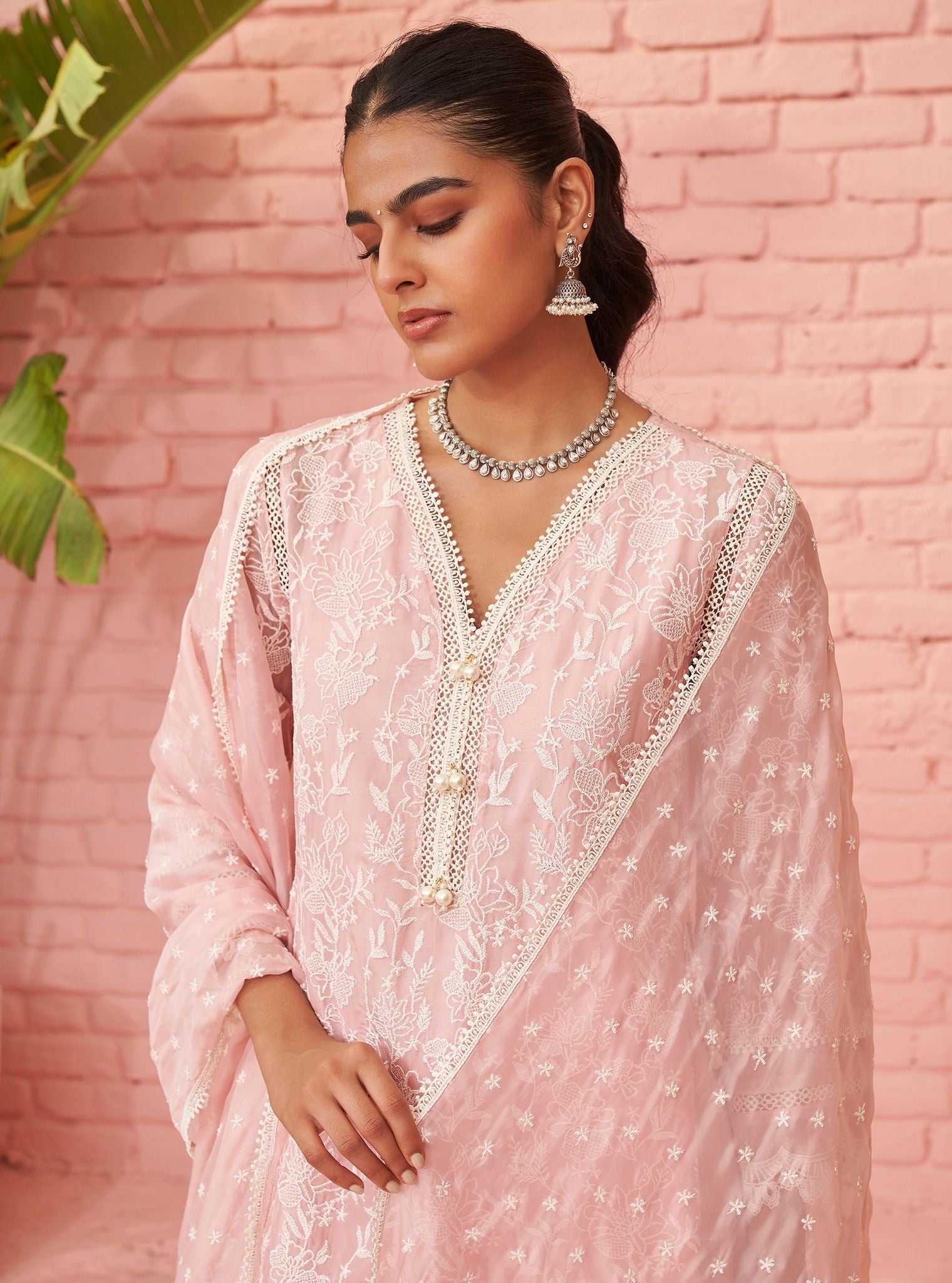 Cahya Organza Pink Kurta Set