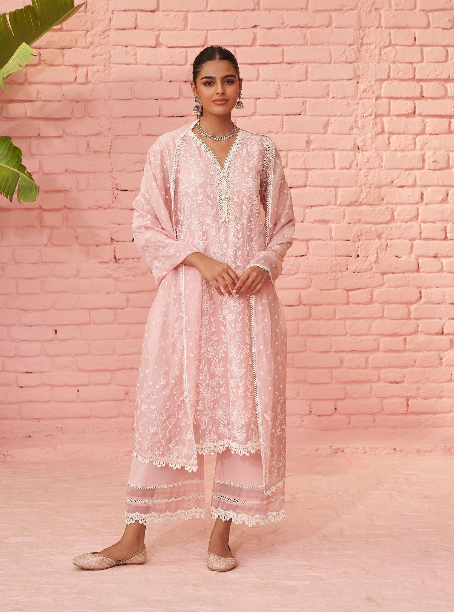 Cahya Organza Pink Kurta Set