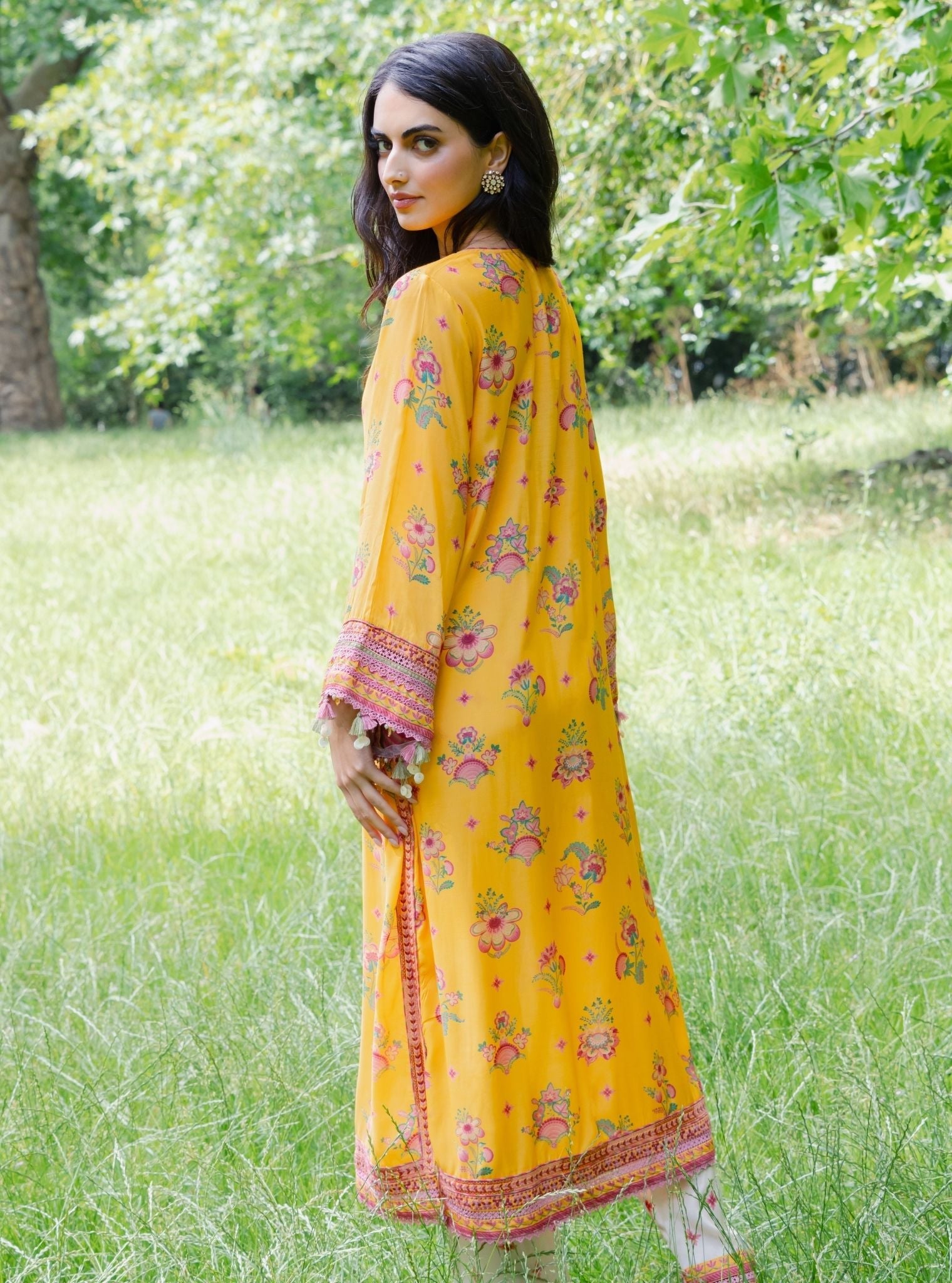 Sehar Lawn Printed Mustard Kurta Set