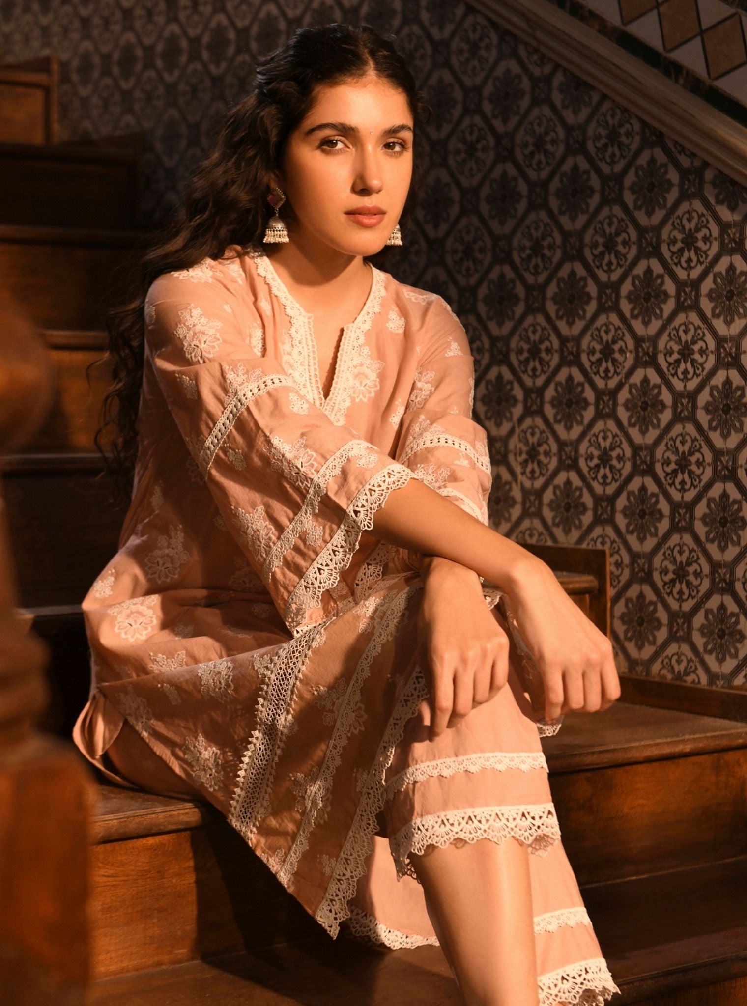 Genia Supima Cotton Peach Kurta Set