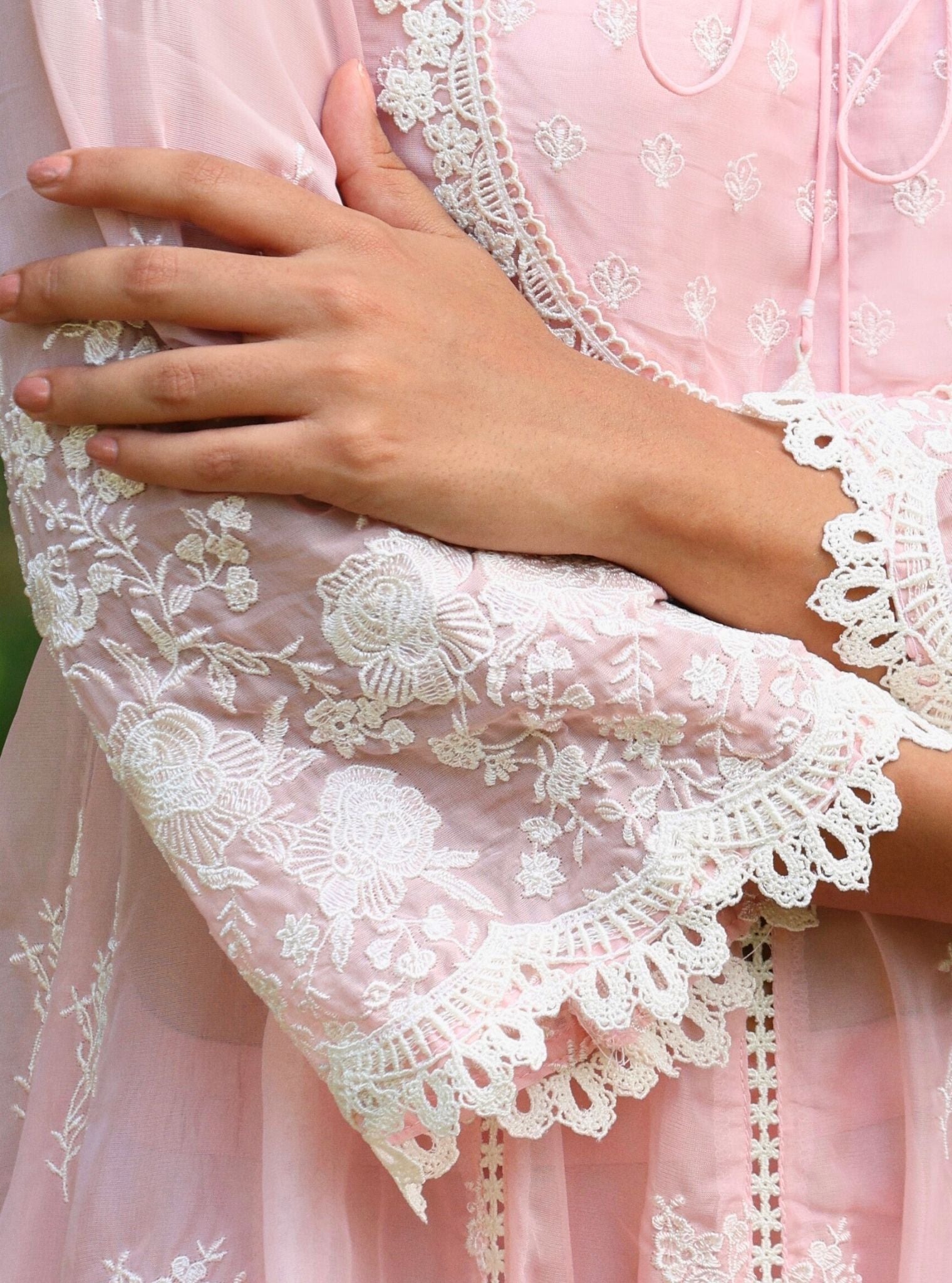 Neesa Organza Pink Anarkali Kurta Set