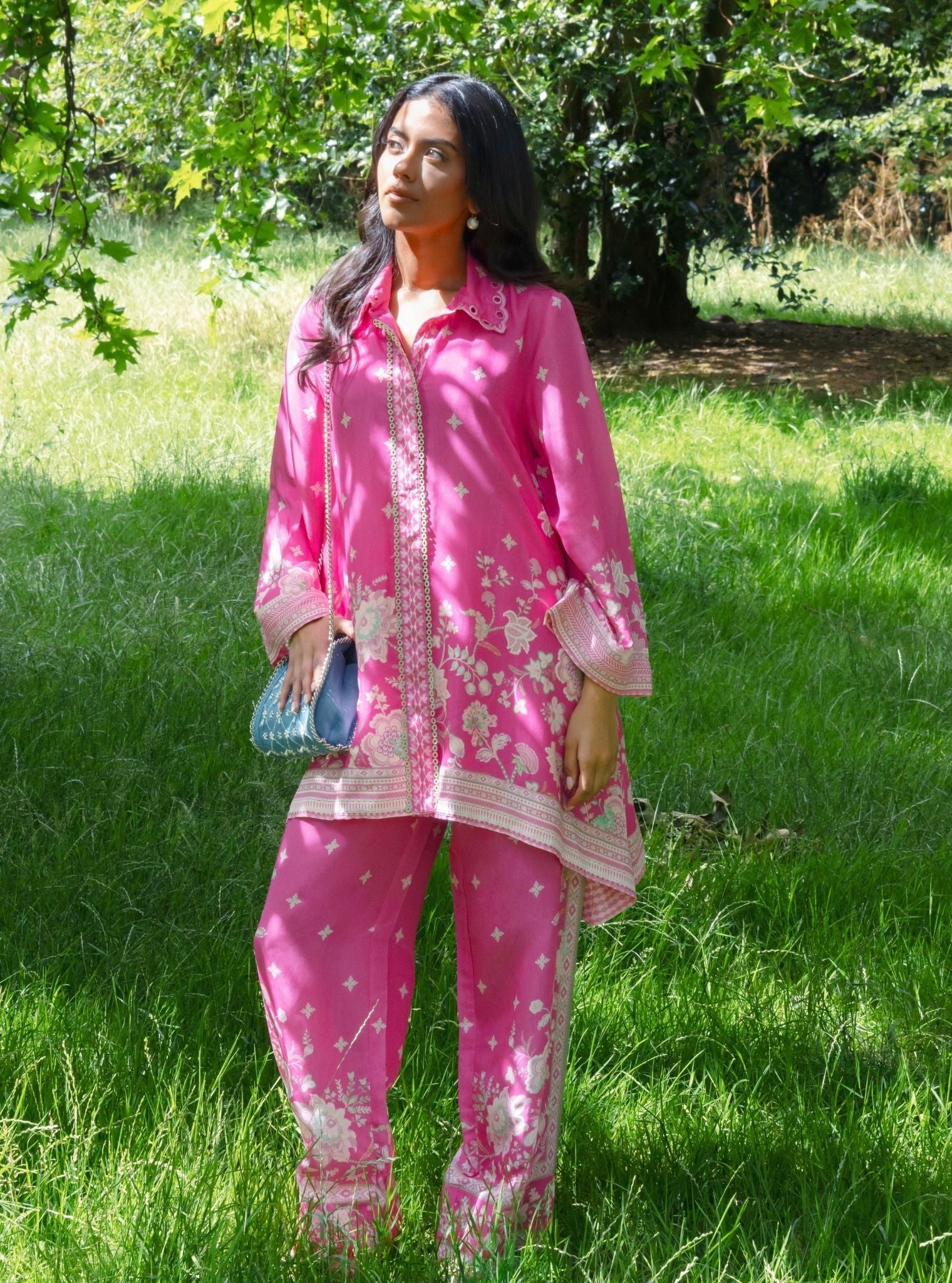 Odelle Lawn Printed Fuchsia Shirt Set