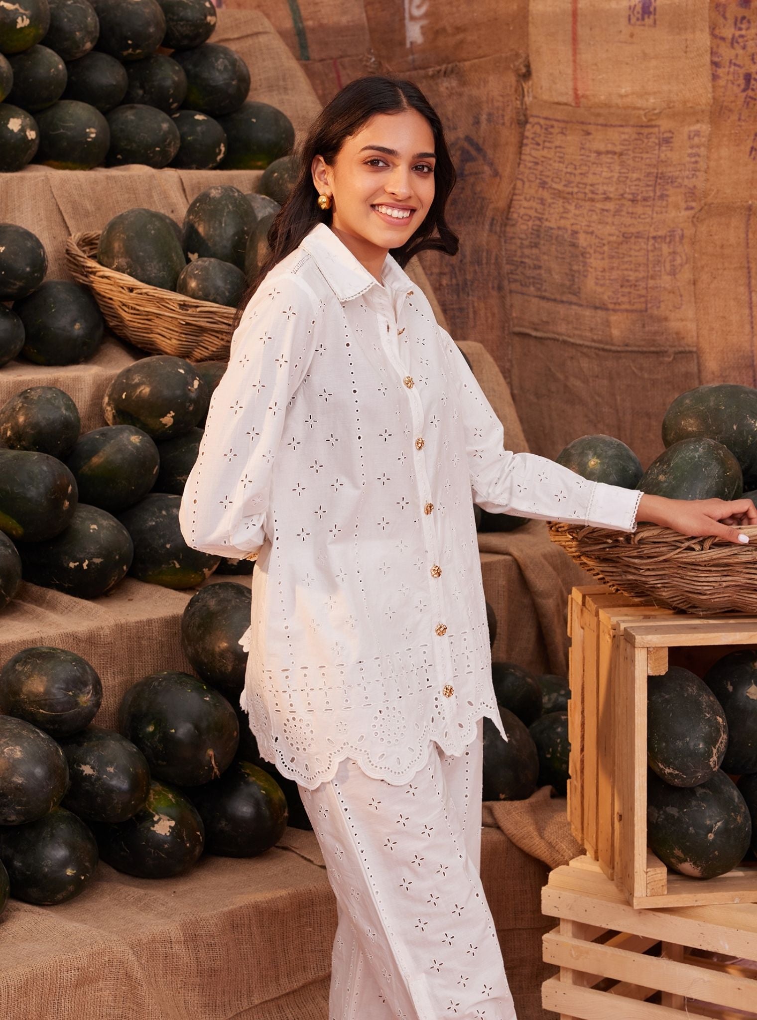 Inaya Supima Cotton White Co-ord Set