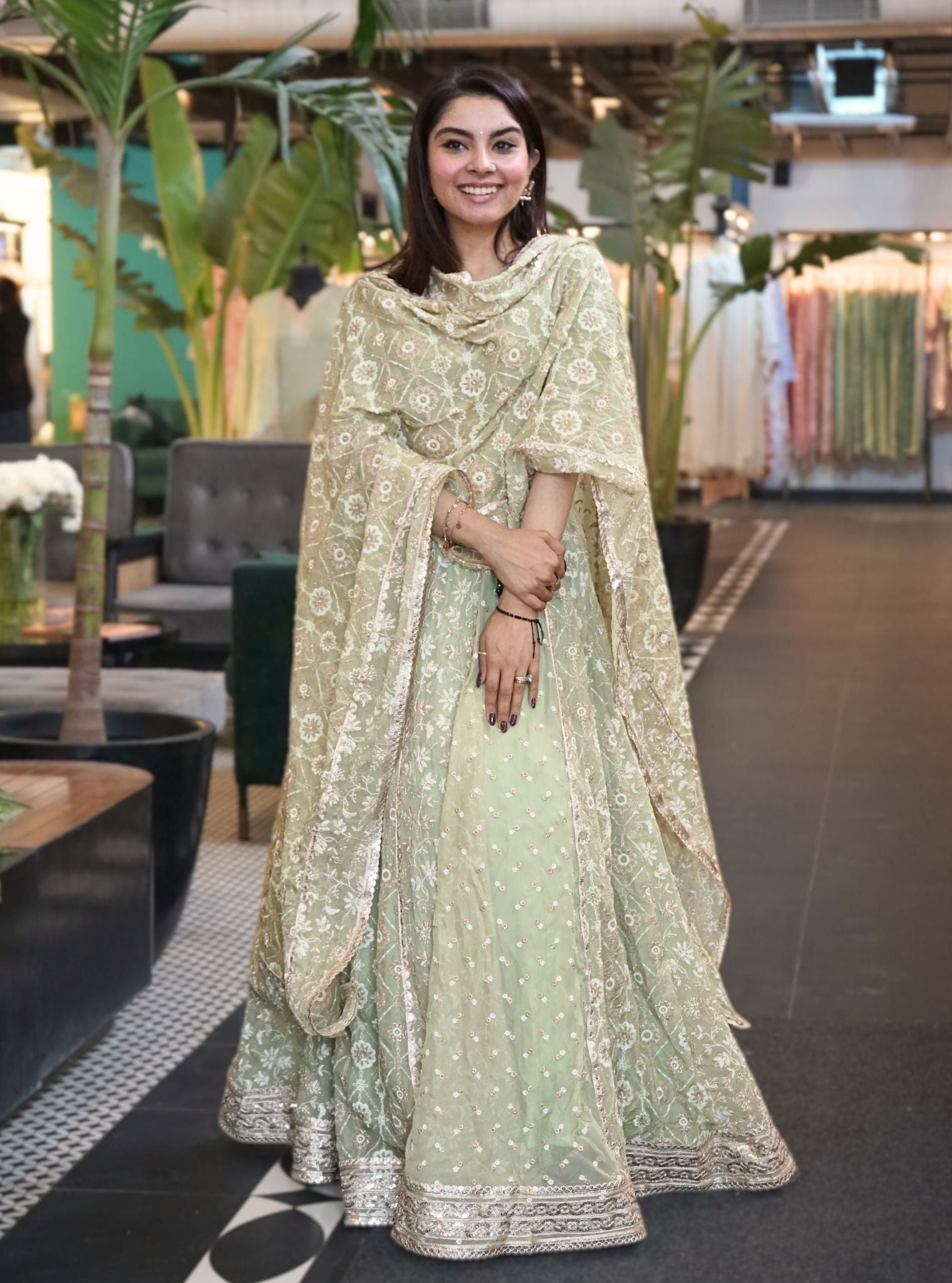 Blanca Organza Green Lehenga