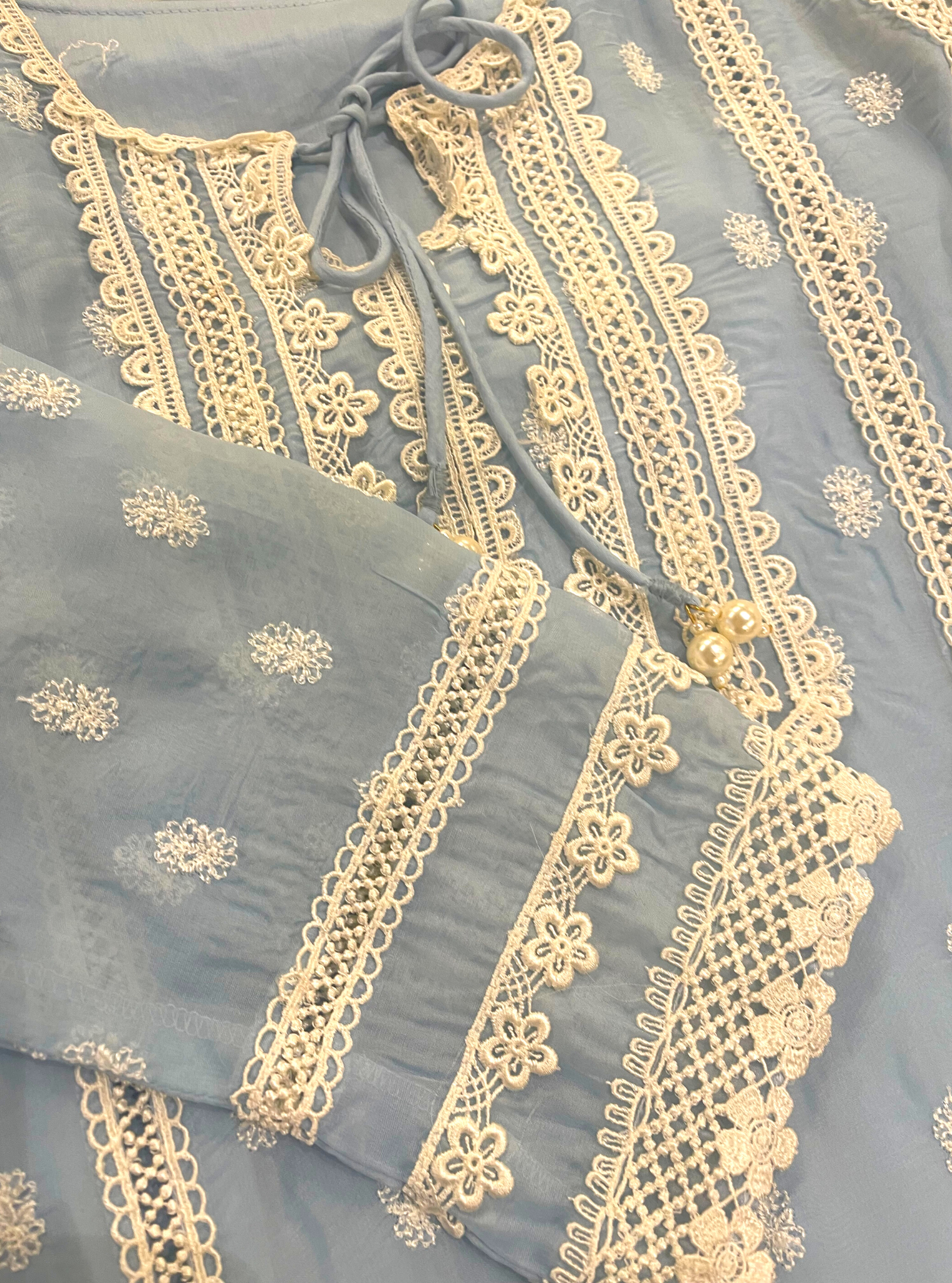 Jankia Organza Blue Kurta Set