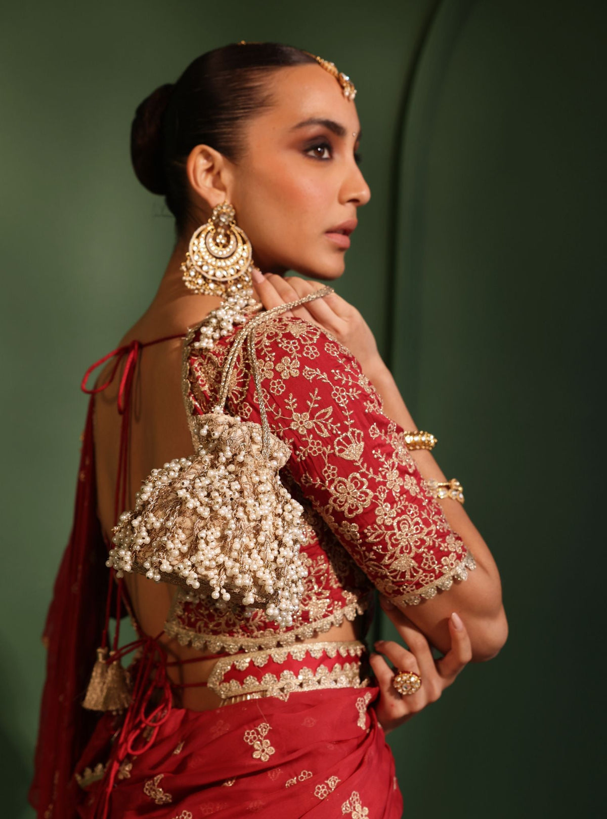 Mulmul Adheera Gold Mini Potli Bag