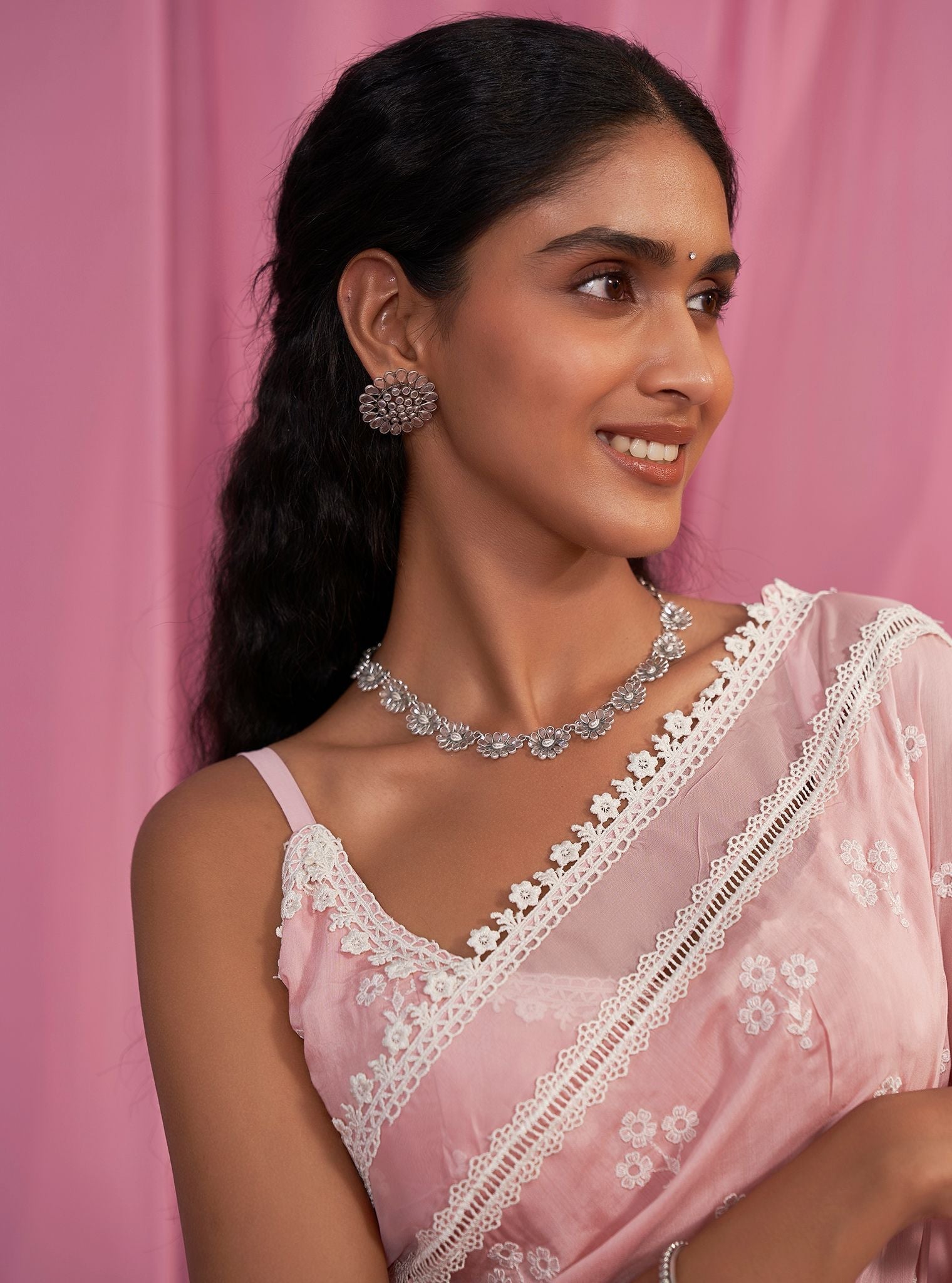 Annika Silk Light Pink Saree