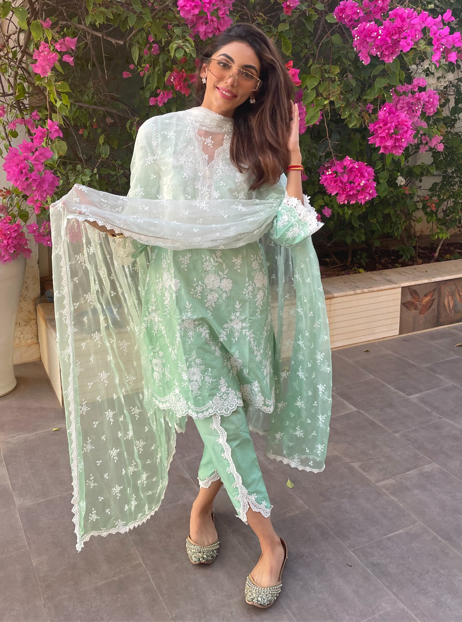 Atrai Supima Cotton Green Kurta Set