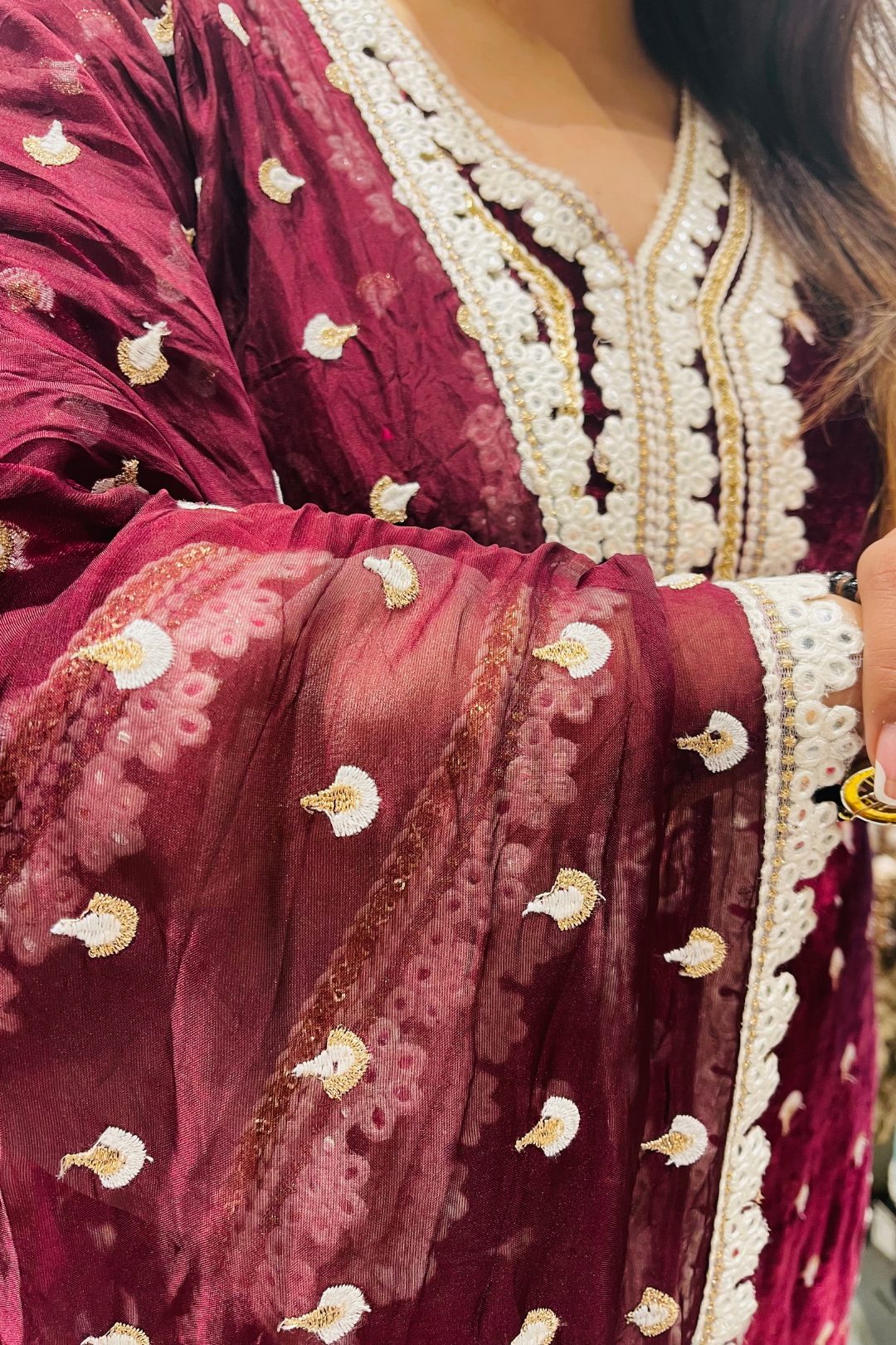 Eliza Velvet Wine Kurta Set