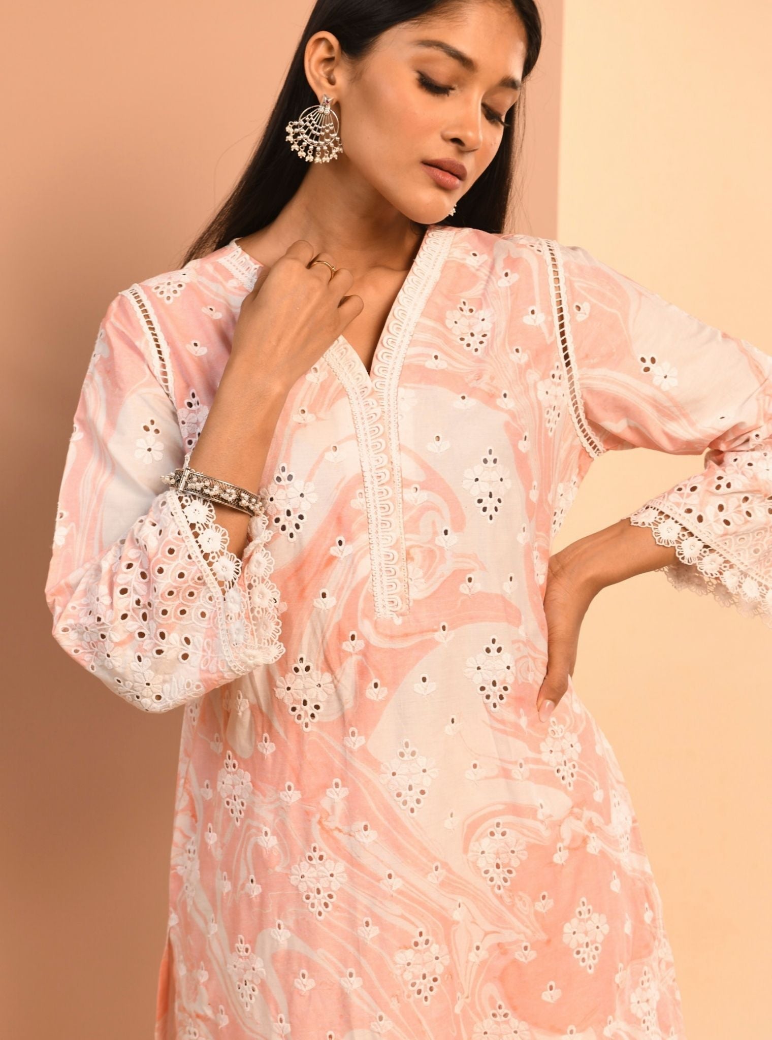 Opal Marble Supima Cotton Pink Kurta Set