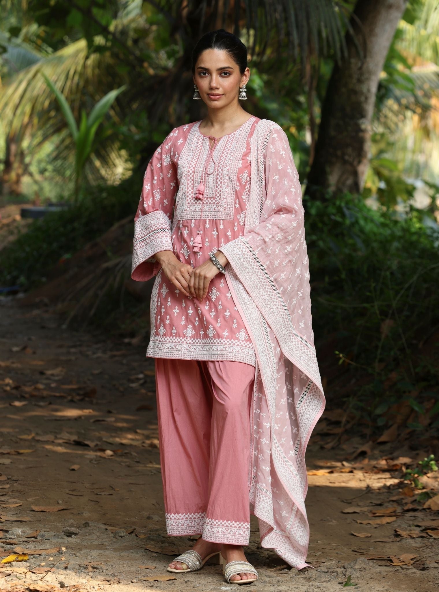Sree Supima Cotton Salmon Pink Kurta With Farshi Salwar