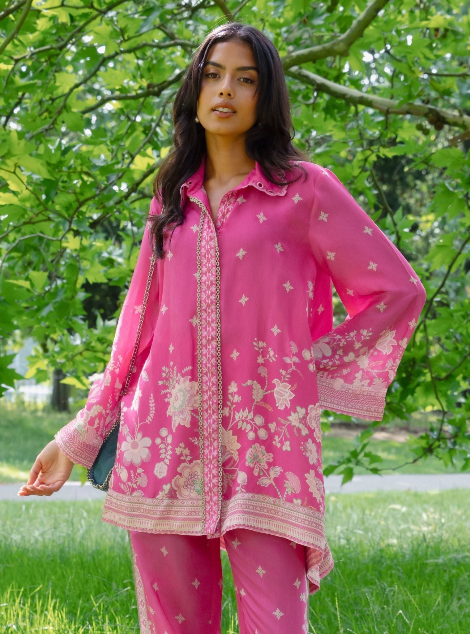 Odelle Lawn Printed Fuchsia Shirt Set