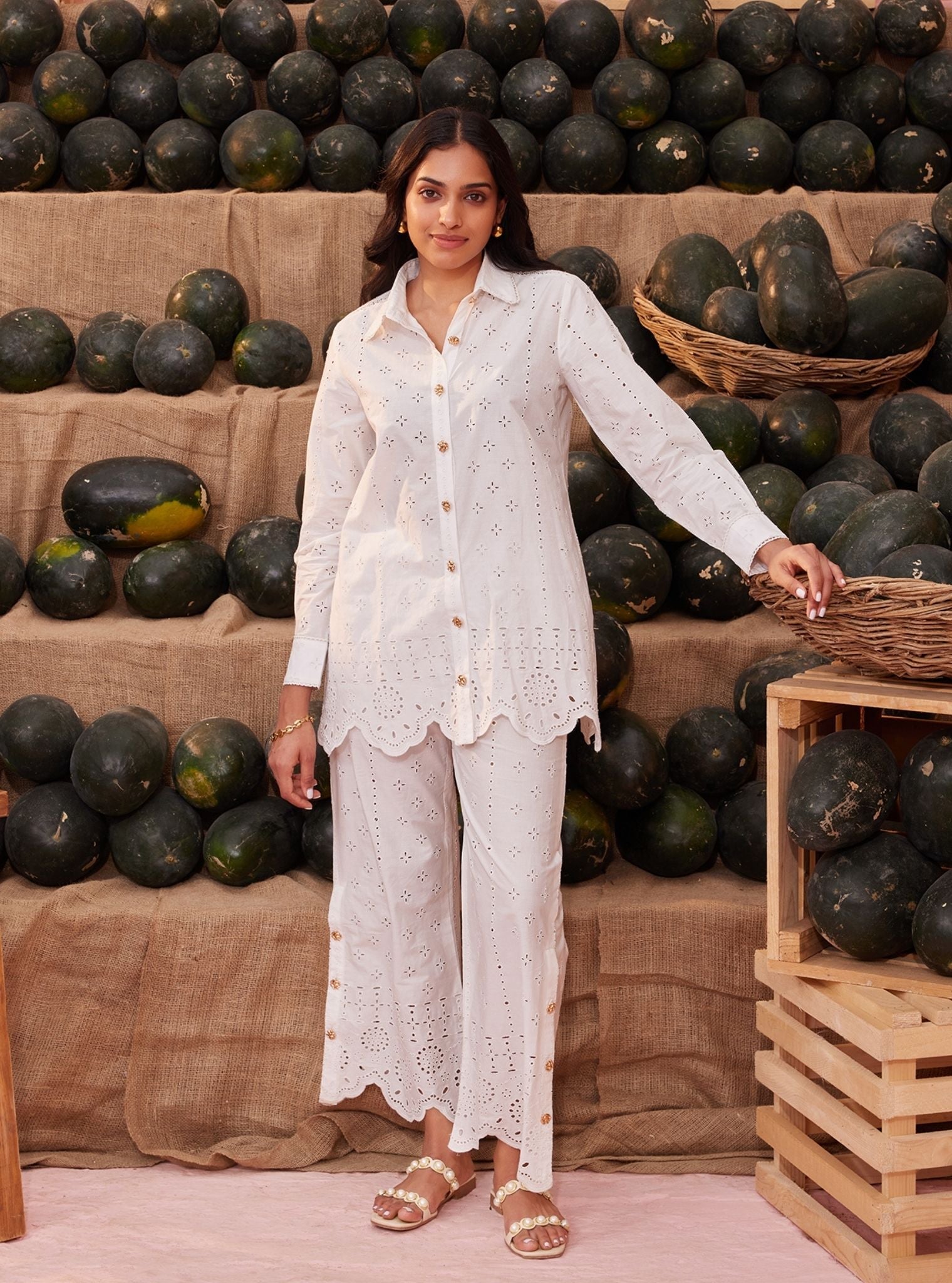Inaya Supima Cotton White Co-ord Set