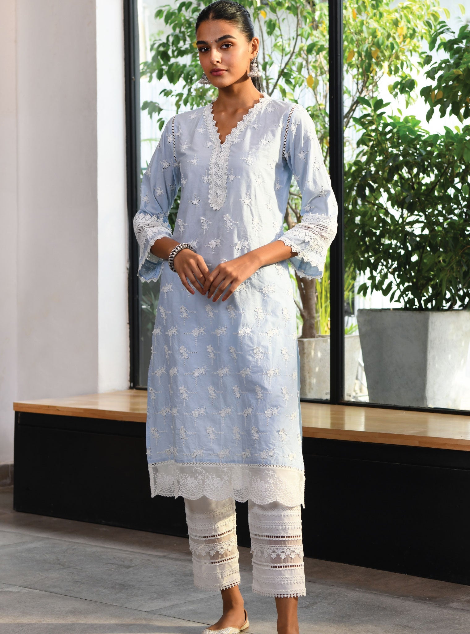 Salisbury Supima Cotton Blue Kurta Set