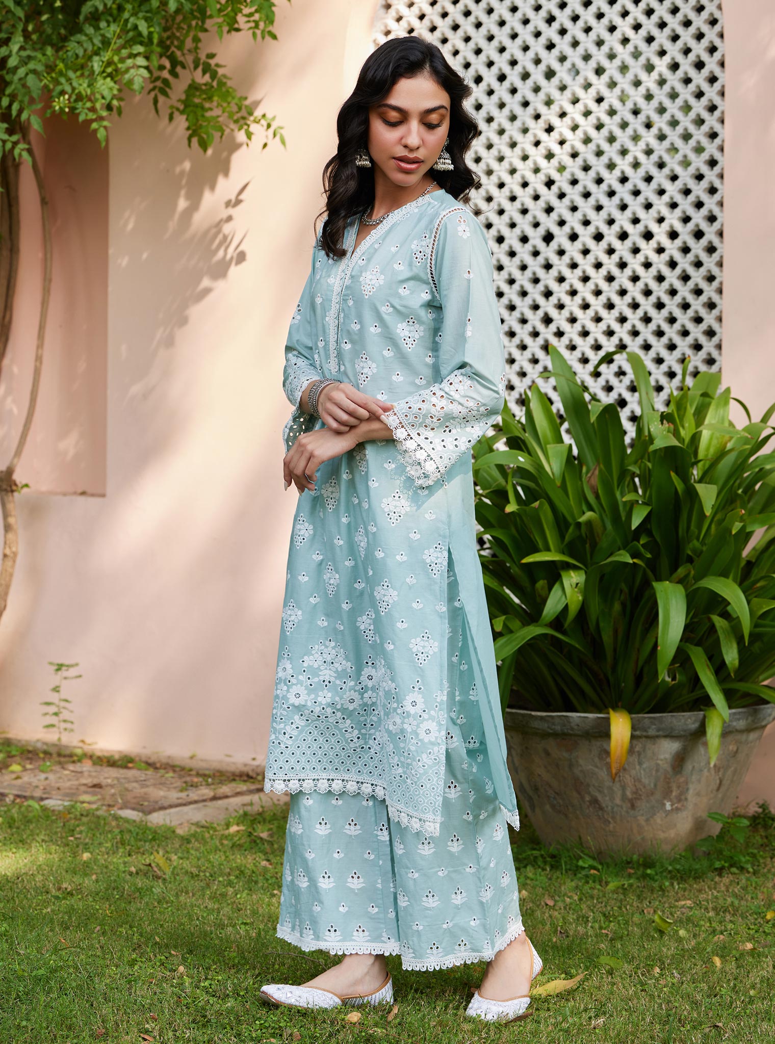 Peehu Supima Cotton Light Blue Kurta Set