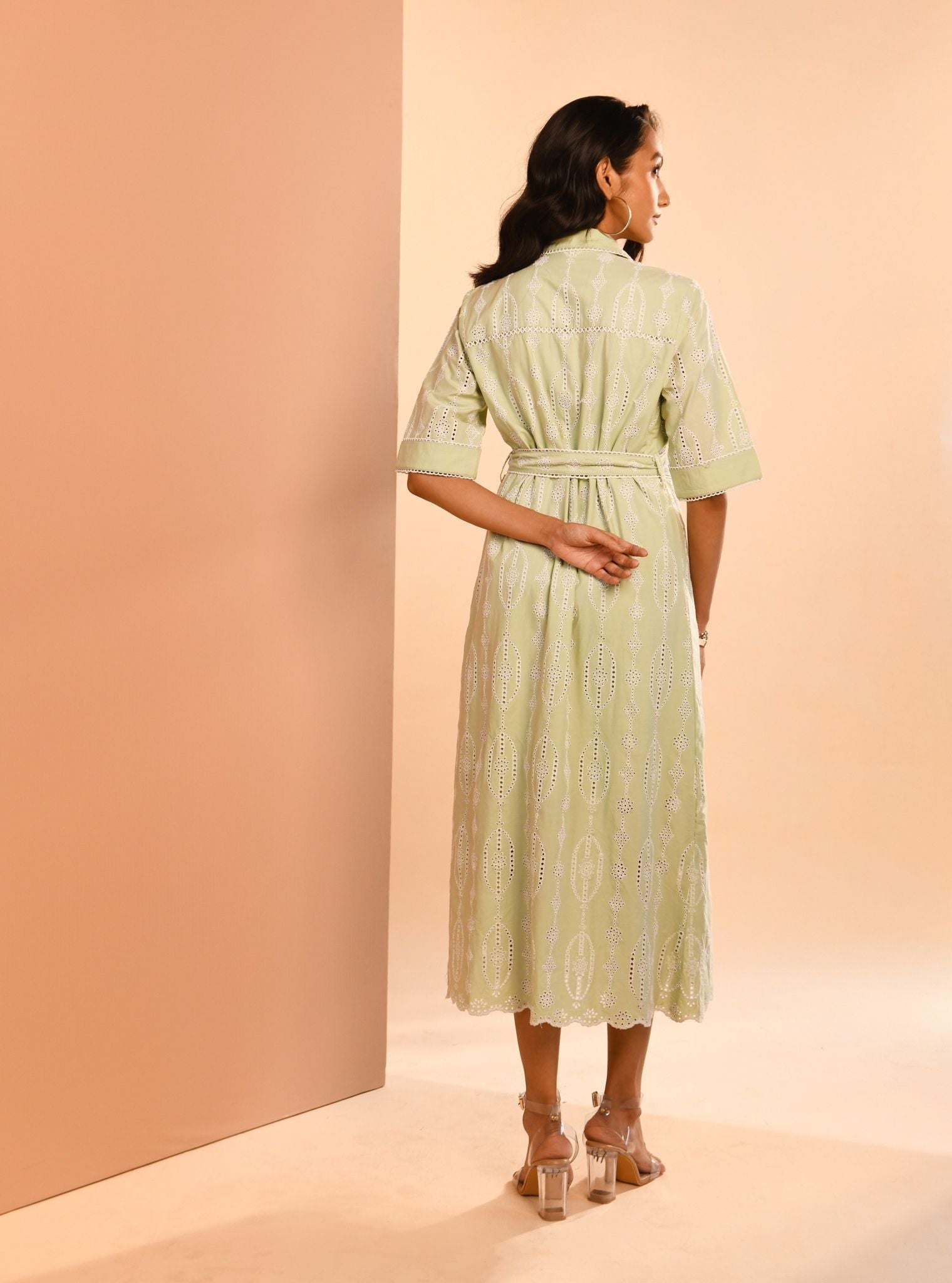 Rosaria Supima Cotton Green Long Dress