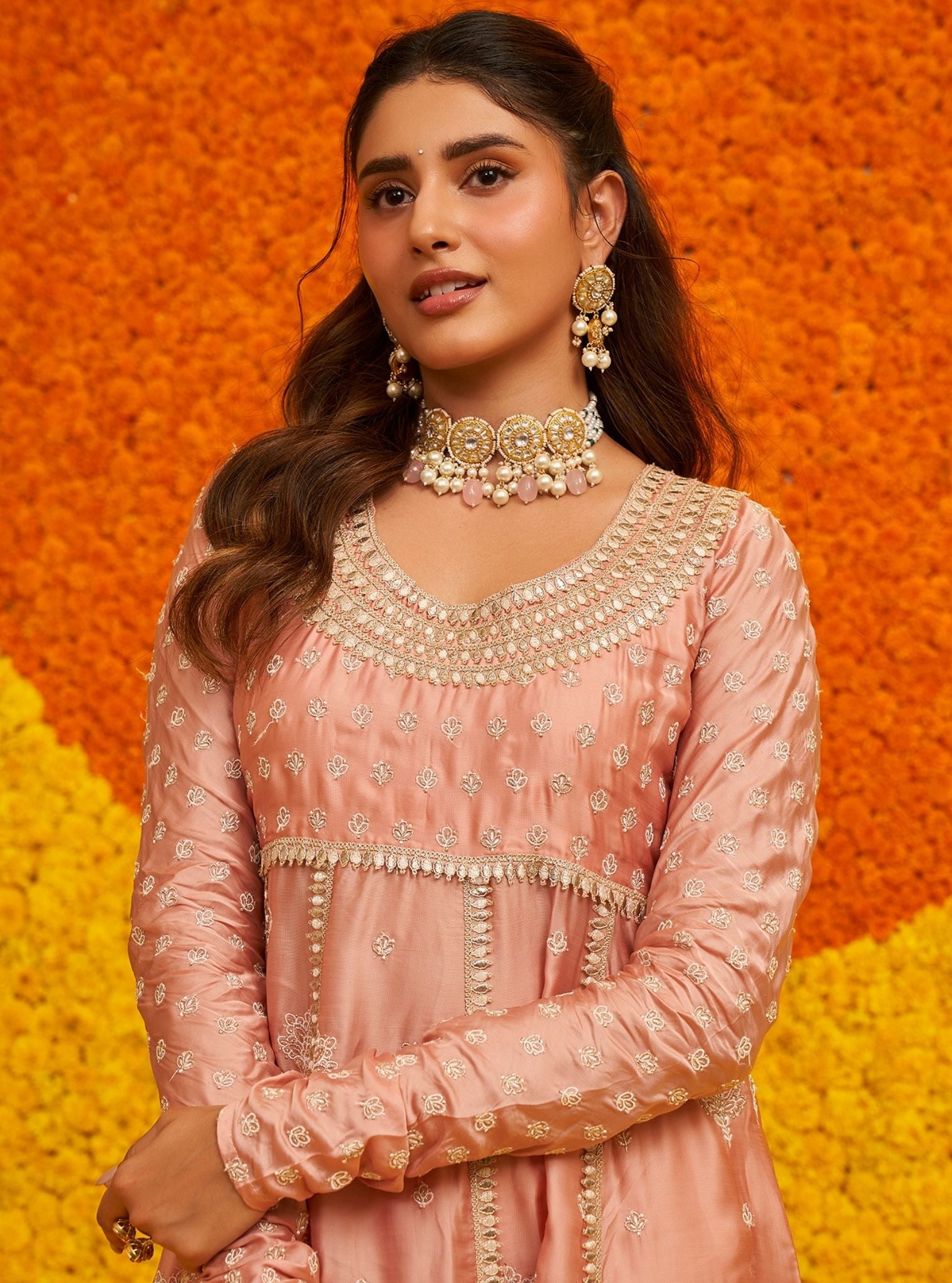 Mulmul Banarsi Geometrical Palki Pink Dupatta