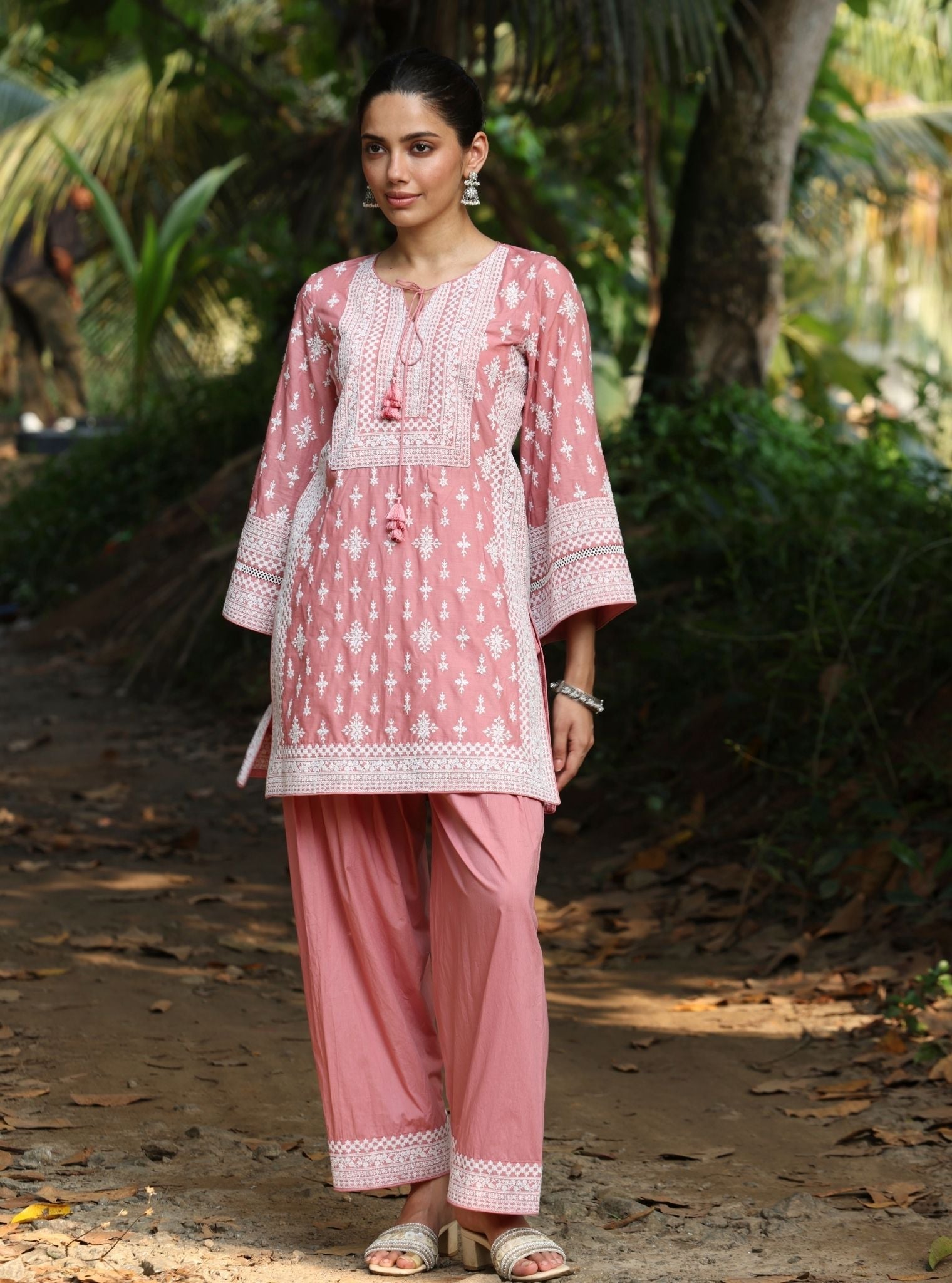 Sree Supima Cotton Salmon Pink Kurta With Farshi Salwar