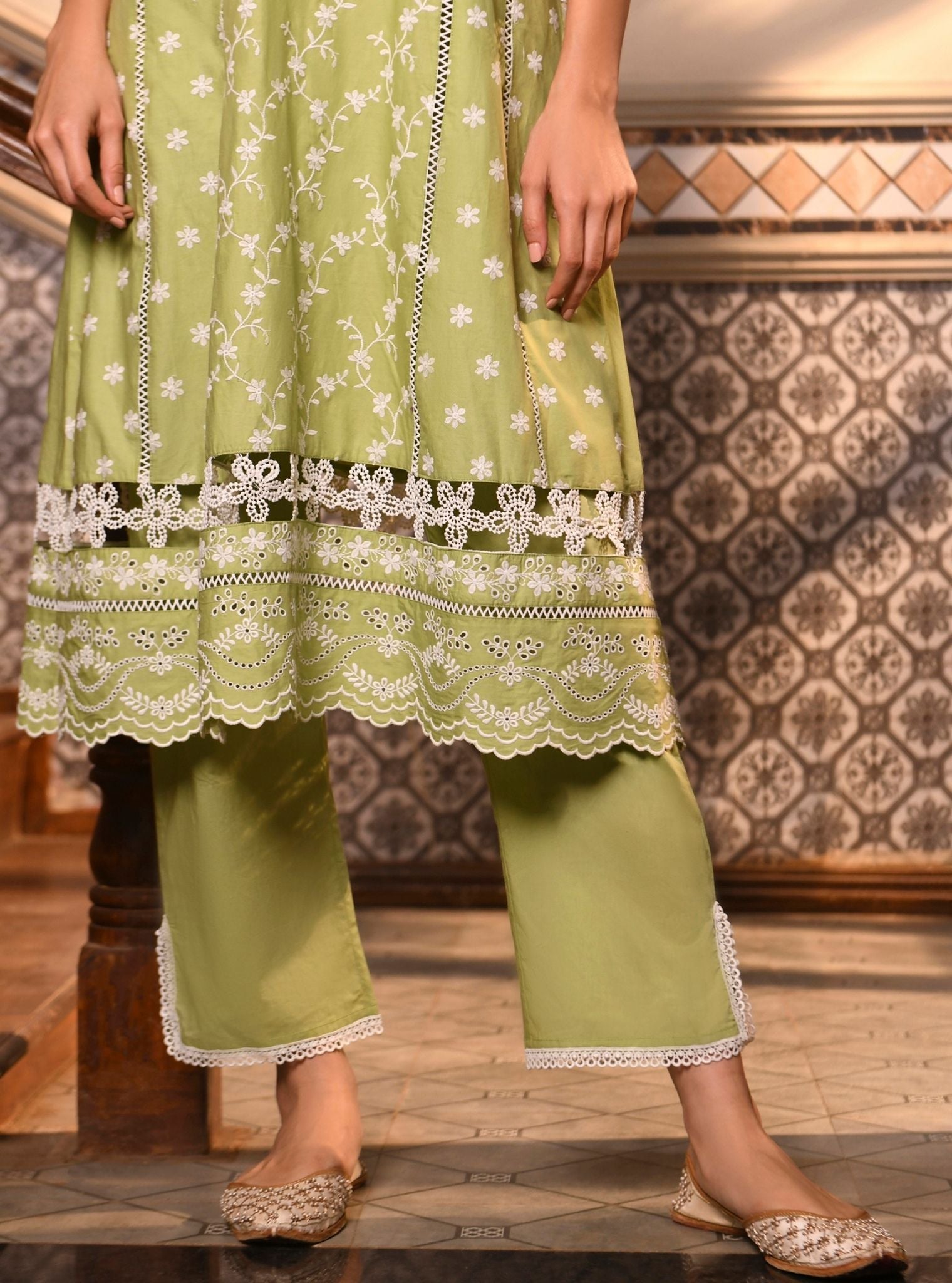 Kiana Supima Cotton Light Green Kurta Set