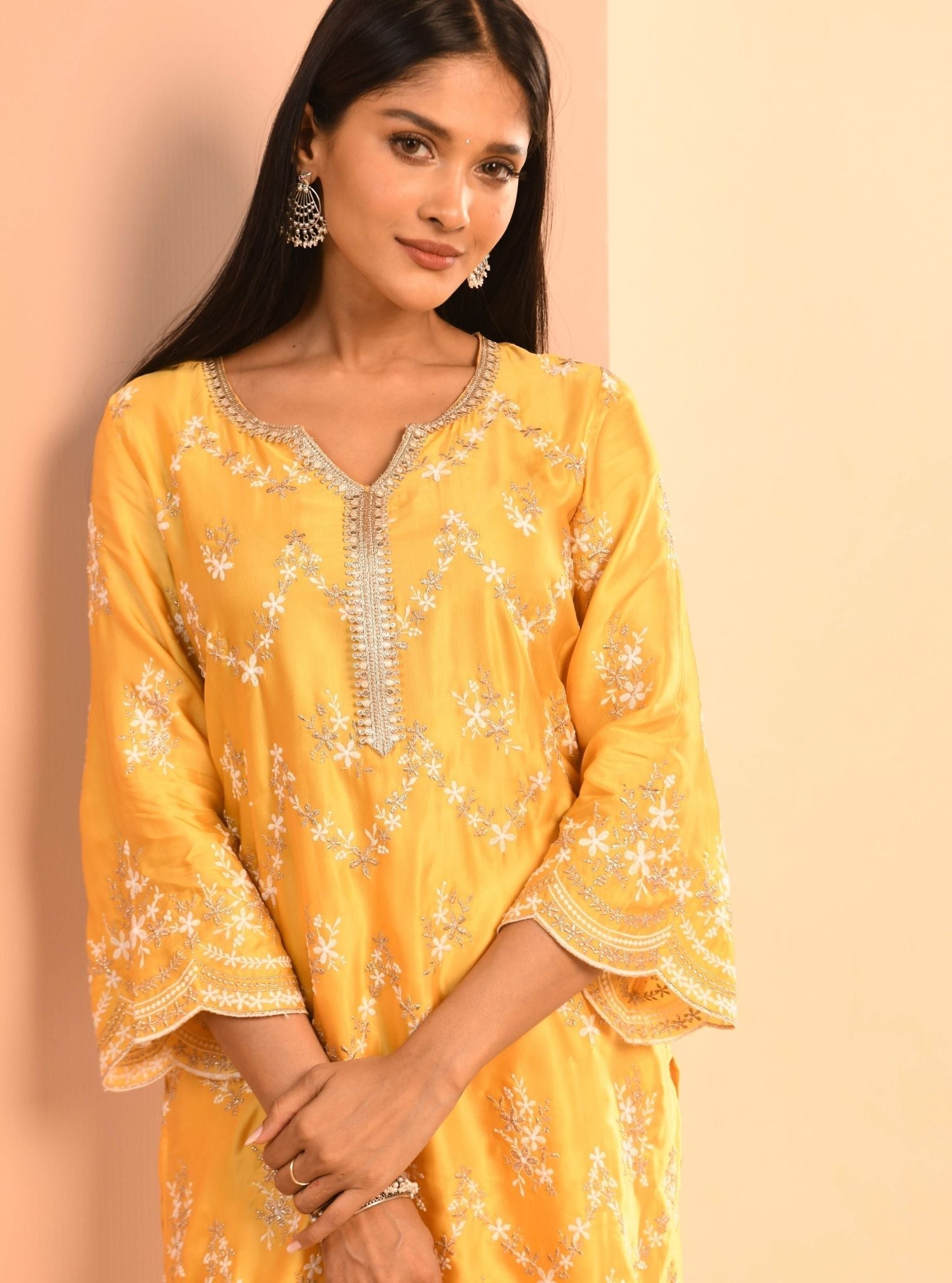 Valaya Cupro Yellow Kurta Set