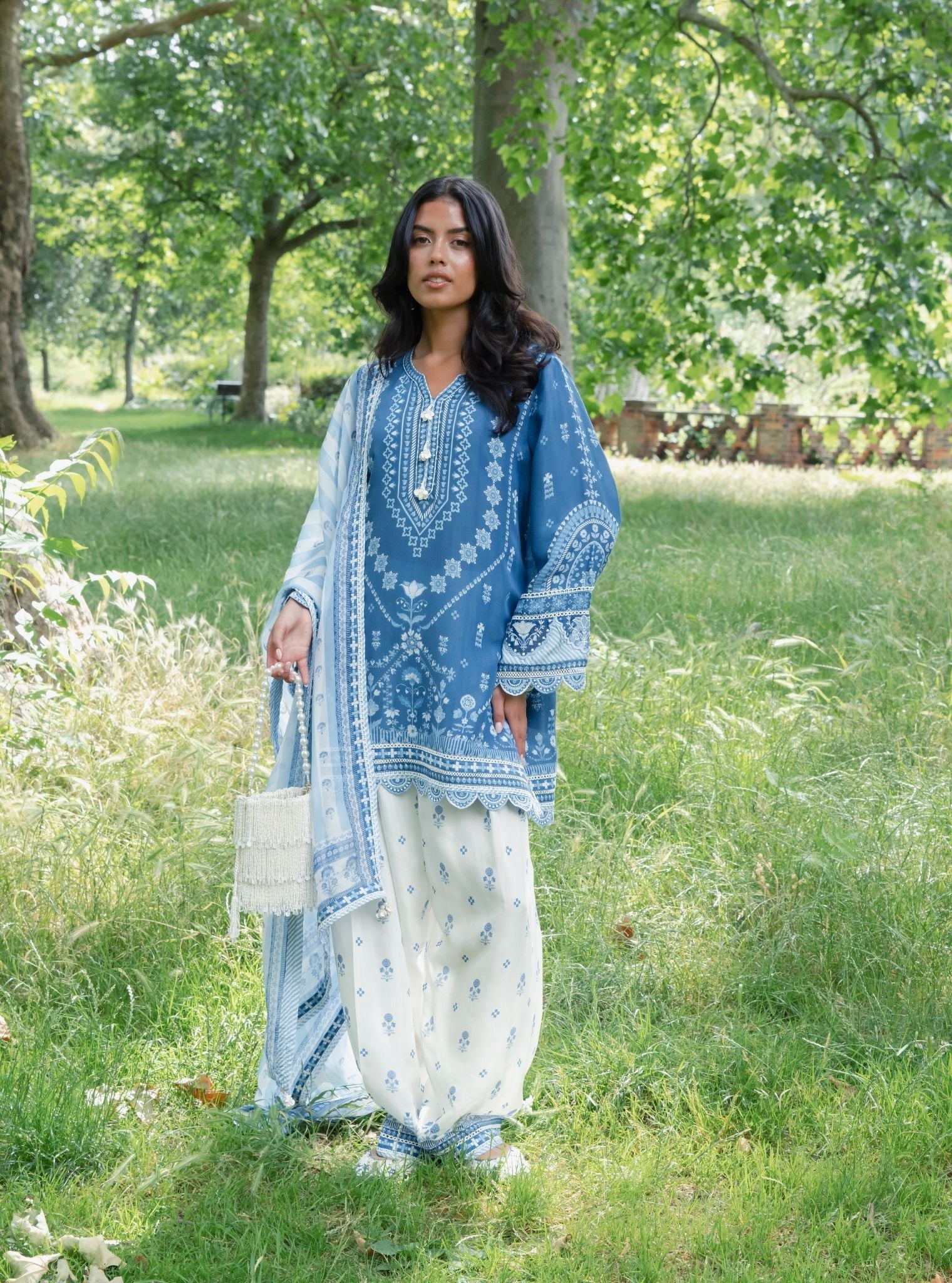 Ceya Lawn Printed Navy Kurta Set