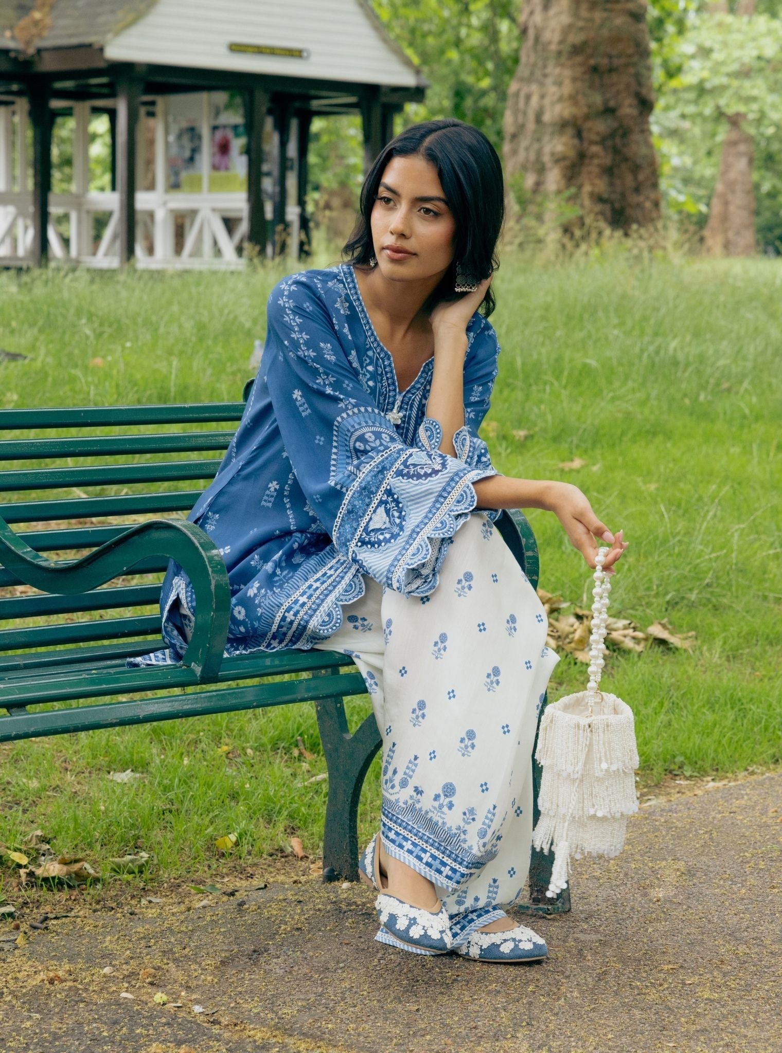 Ceya Lawn Printed Navy Kurta Set