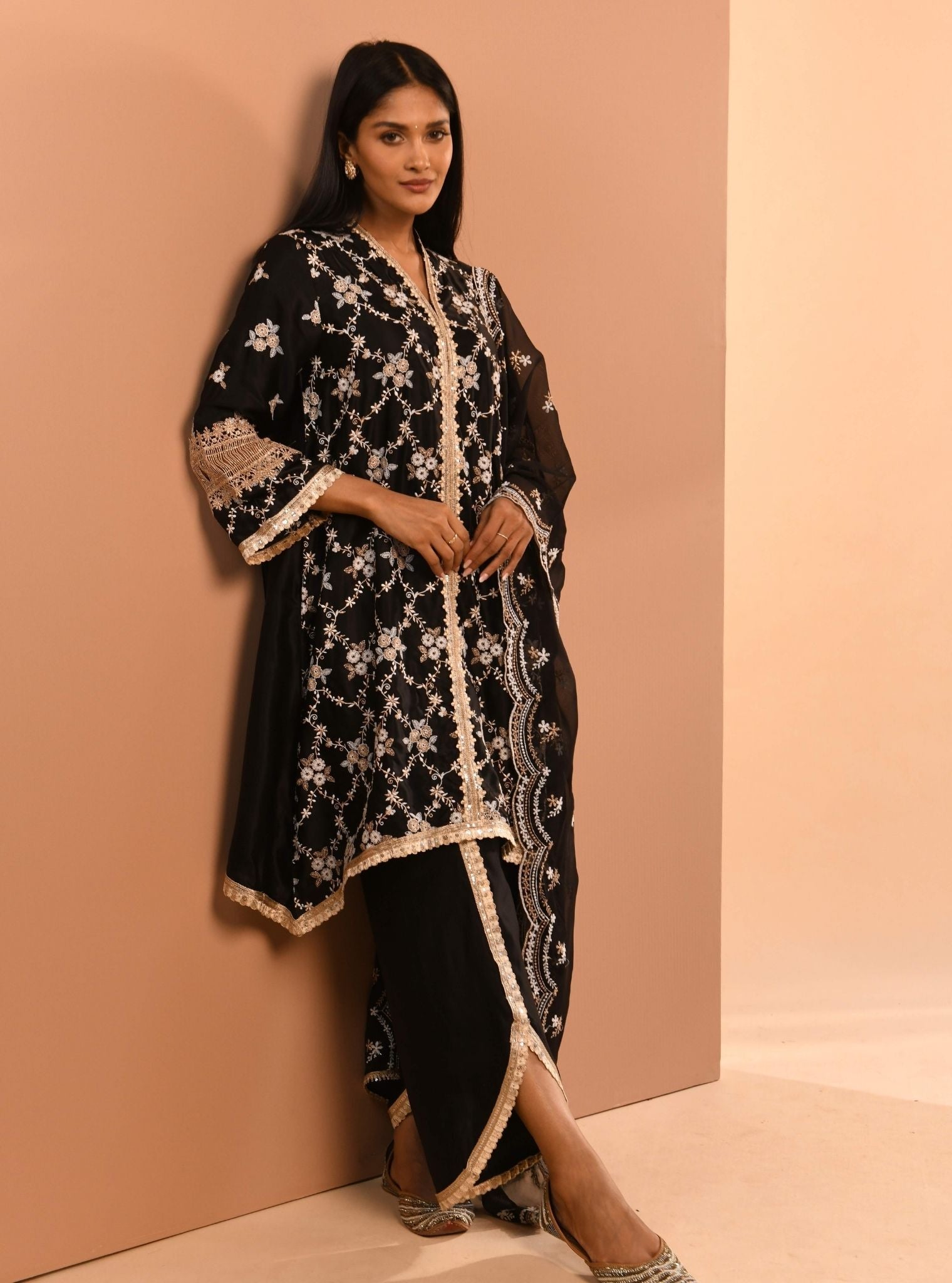 Dvija Cupro Black Kurta Set